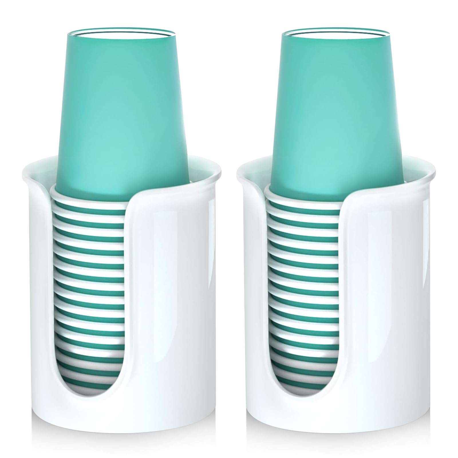 Byaway Bathroom Cup Holder White Disposable Paper Cup Dispenser, For 5 Ounce Bath Cups,2 Pack Mouthwash Cup Holder 5Oz Cup Dispe