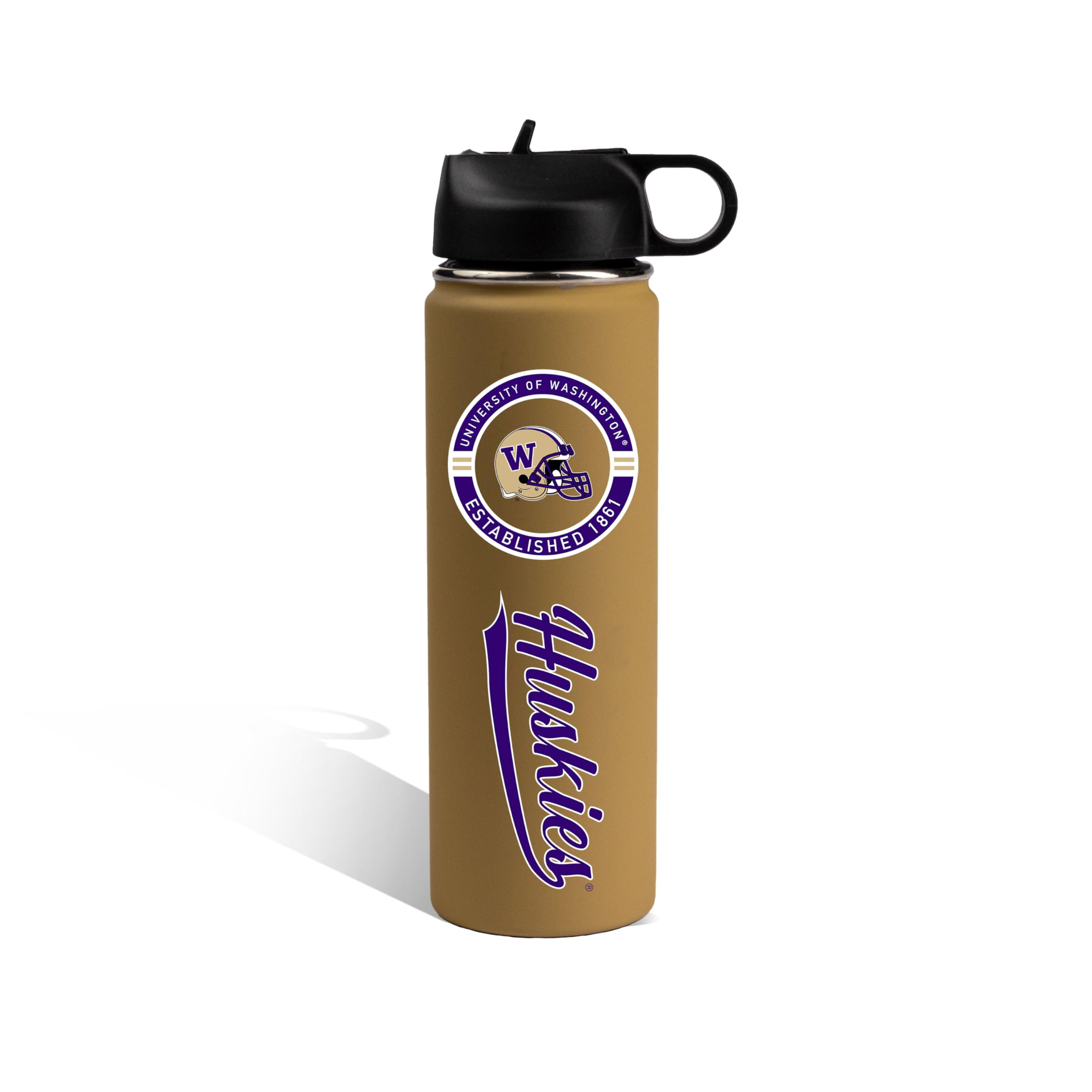 The Memory Company Officially Licensed 22oz Rubberized Water Bottle, University of Washington