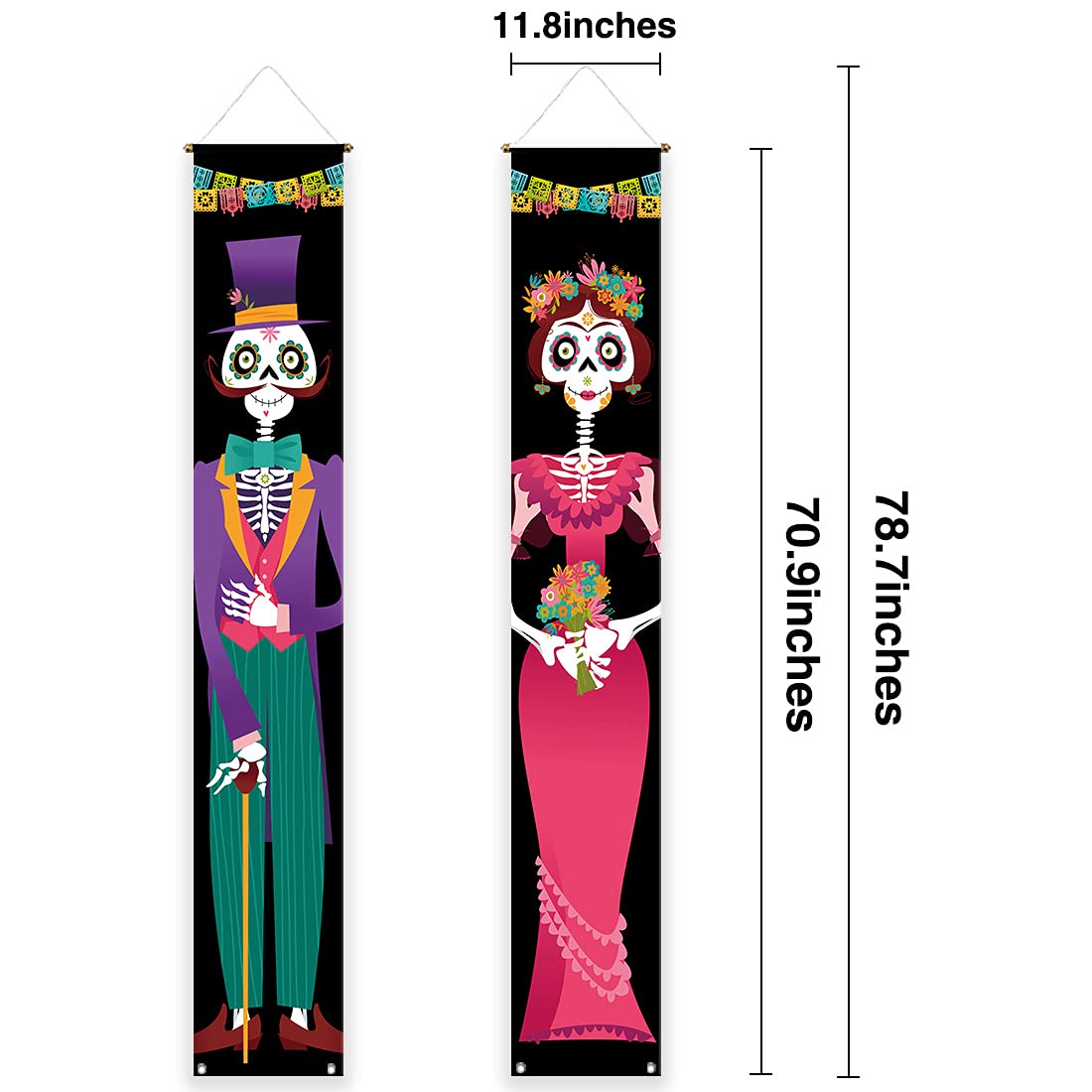 Allenjoy Day Of The Dead Porch Sign Door Banner Halloween Costume Mexico Dia De Los Muertos Baby Shower Birthday Party Supplies