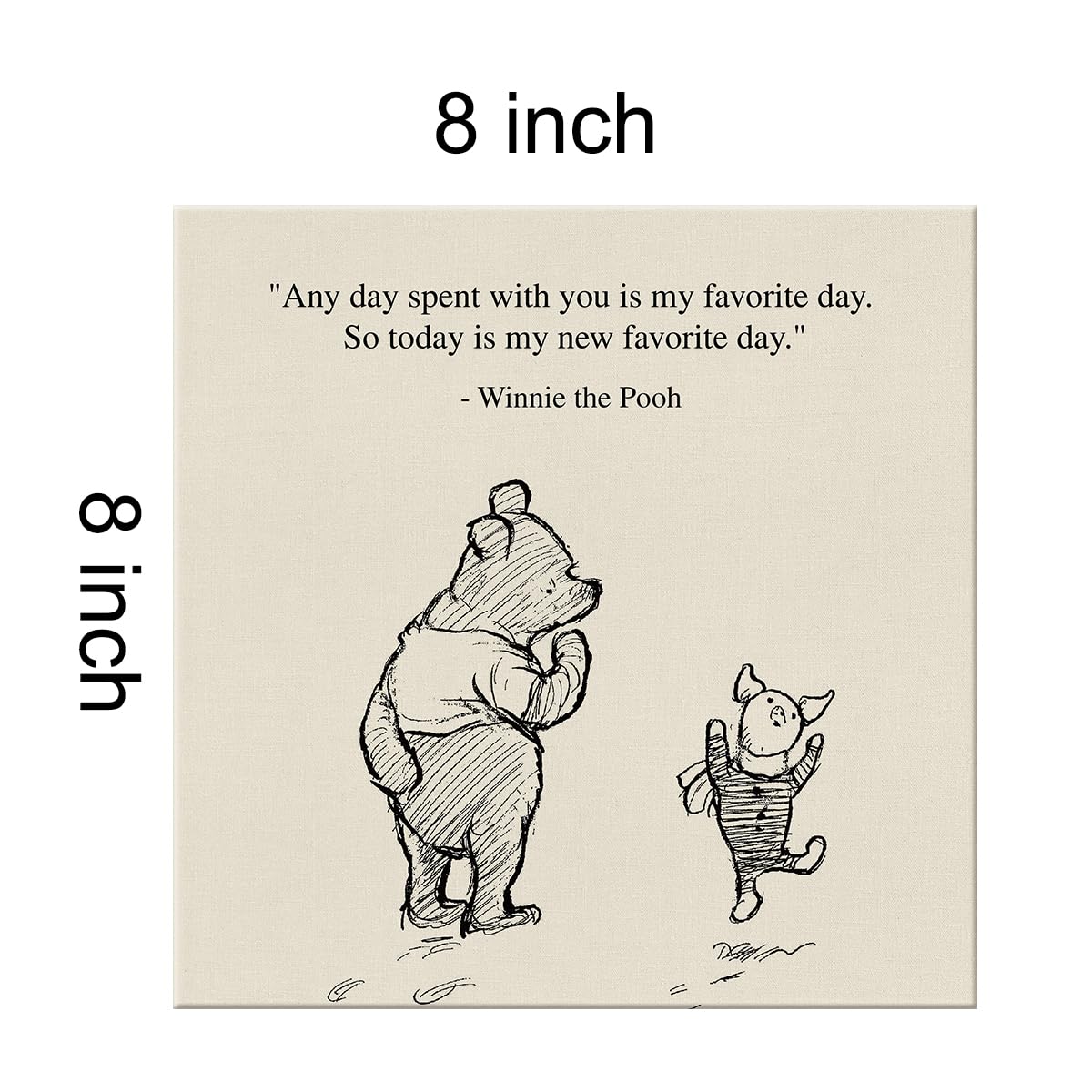 Dolimifa Classic Winnie the Pooh Quote Wall Art, Framed Canvas Print, 8x8 Inches, Retro Design, Ready to Hang