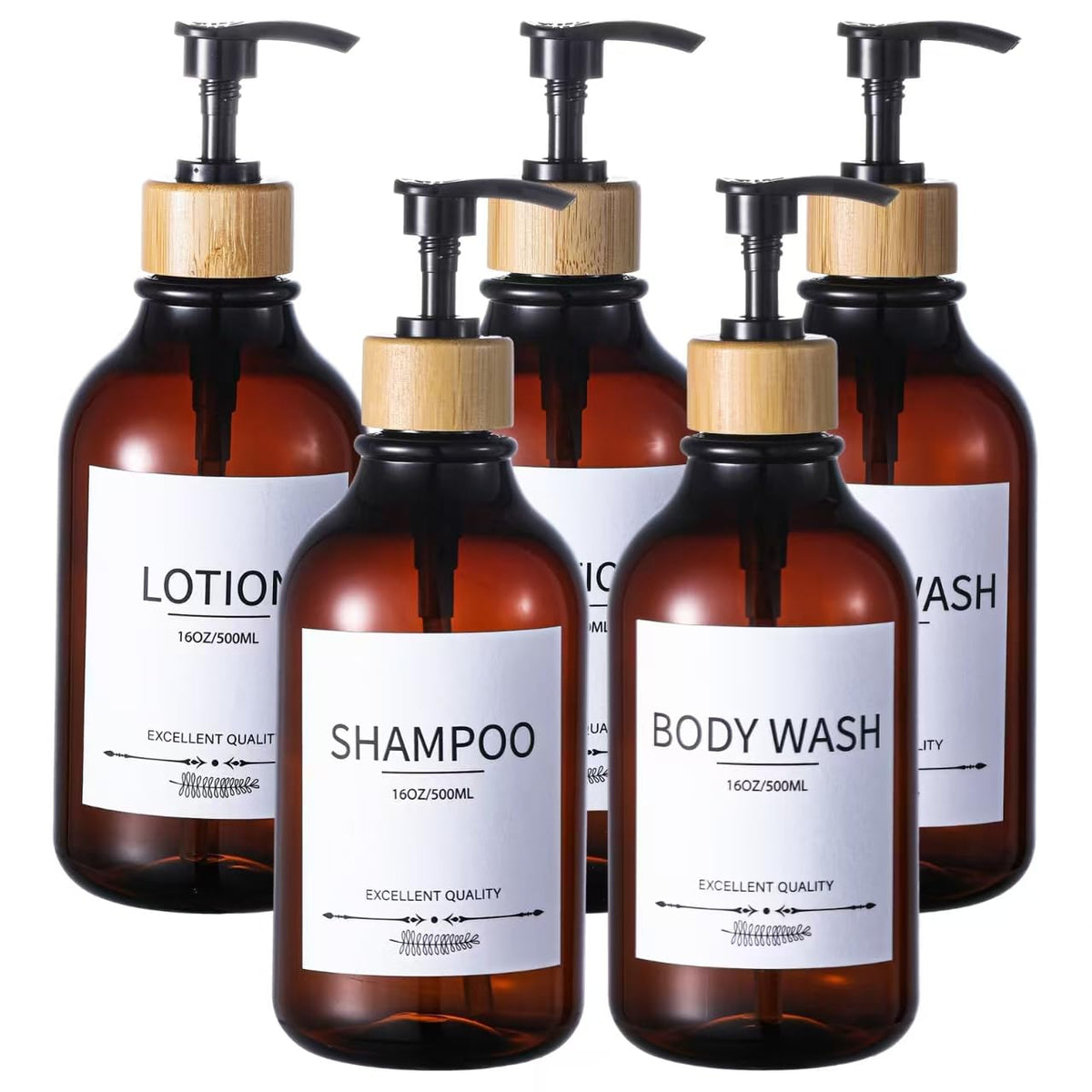 Shampoo And Conditioner Dispenser, 5Pack Refillable Shampoo And Conditioner Bottles,16.9Oz Pump Bottles For Shampoo And Conditio