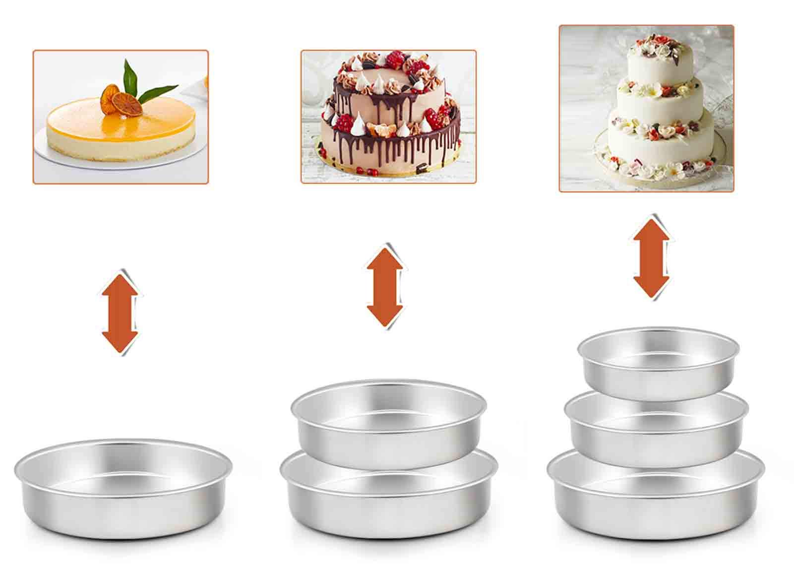 Teamfar Cake Pan, Stainless Steel Round Cake Pan Baking Tier Cake Pans Set, 8'' & 9'' & 11'', Healthy & Heavy Duty, Mirror Finis