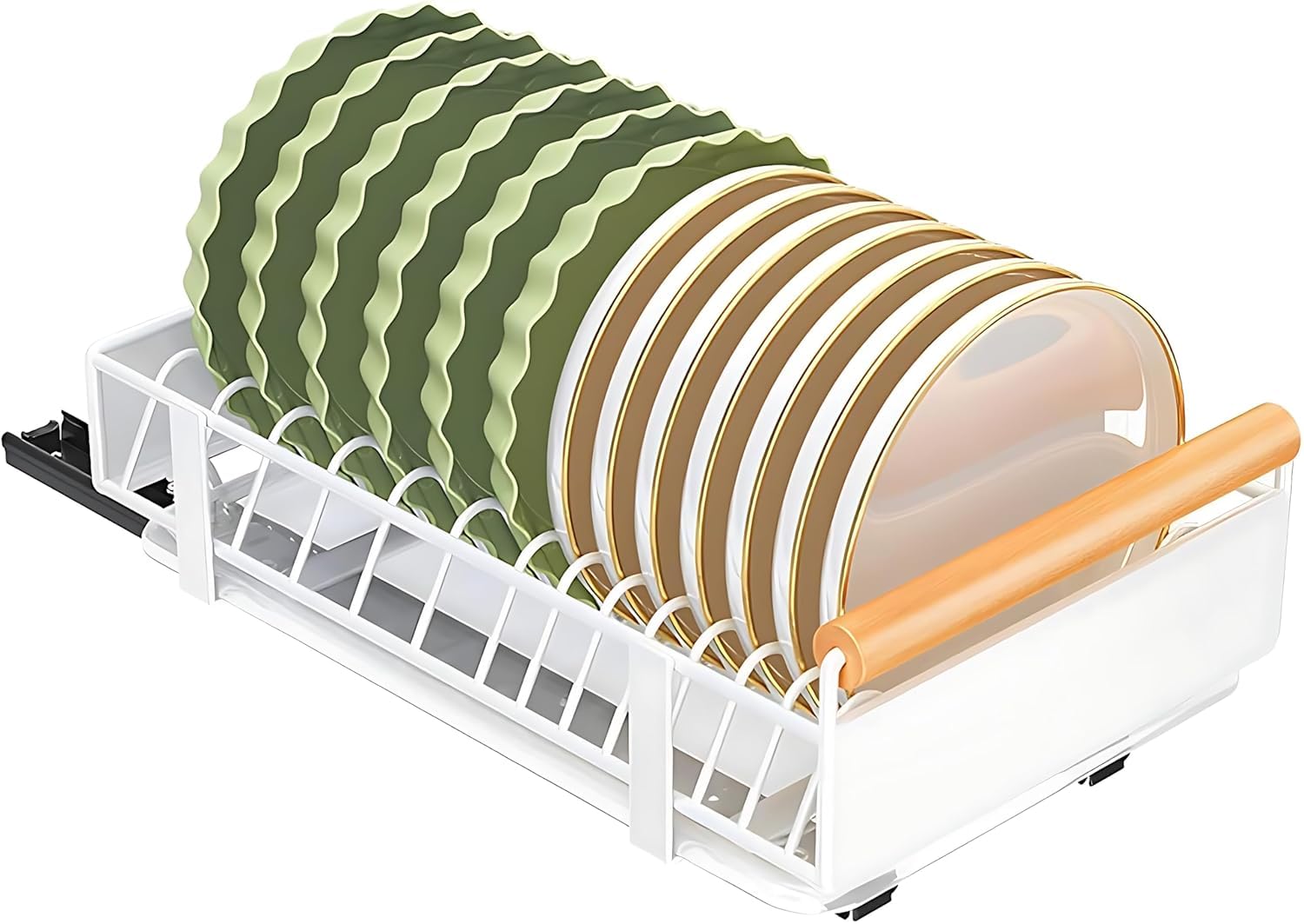 Zsigns Pull Out Cabinet Organizer With Dish Storage Rack Large Capacity Pantry Shelves For Kitchen Heavy Duty Detachable Drainag