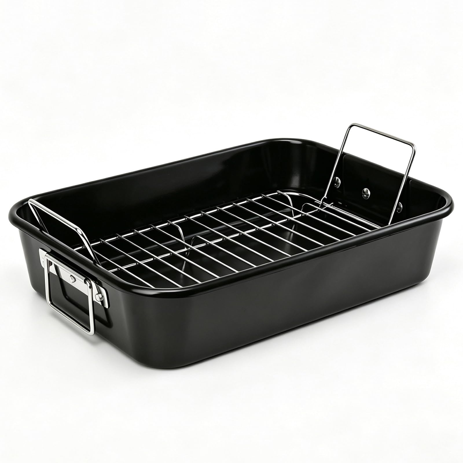 16 Turkey Roasting Pan With Rack, Oven Roaster Pan Non Stick, Carbon Steel Large Roast Pan For Turkey, Chicken, Steak, Deep B
