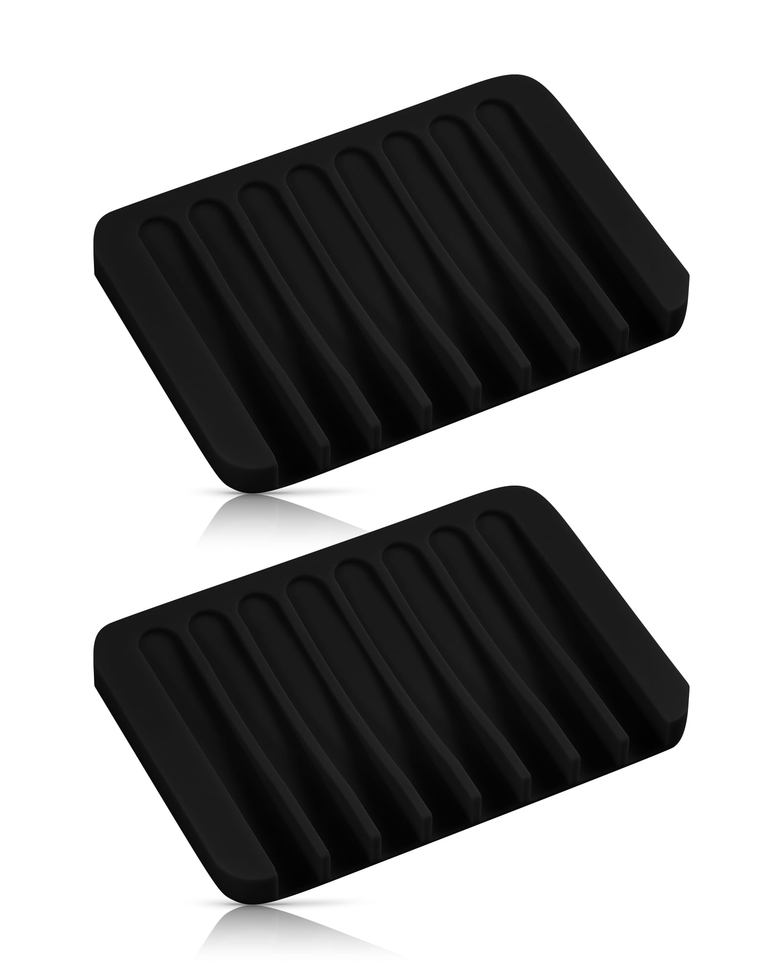 Jomeech Bathroom Soap Dish, Silicone Soap Holder For Bar Soap, Pack Of 2 (Black)