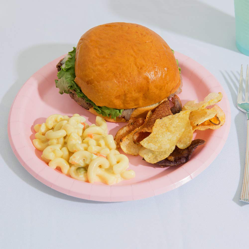 New Pink Round Paper Plates - 8.5 (50 Pc) - Sturdy & Eco-Friendly Party Essentials - Perfect For Celebrations & Events