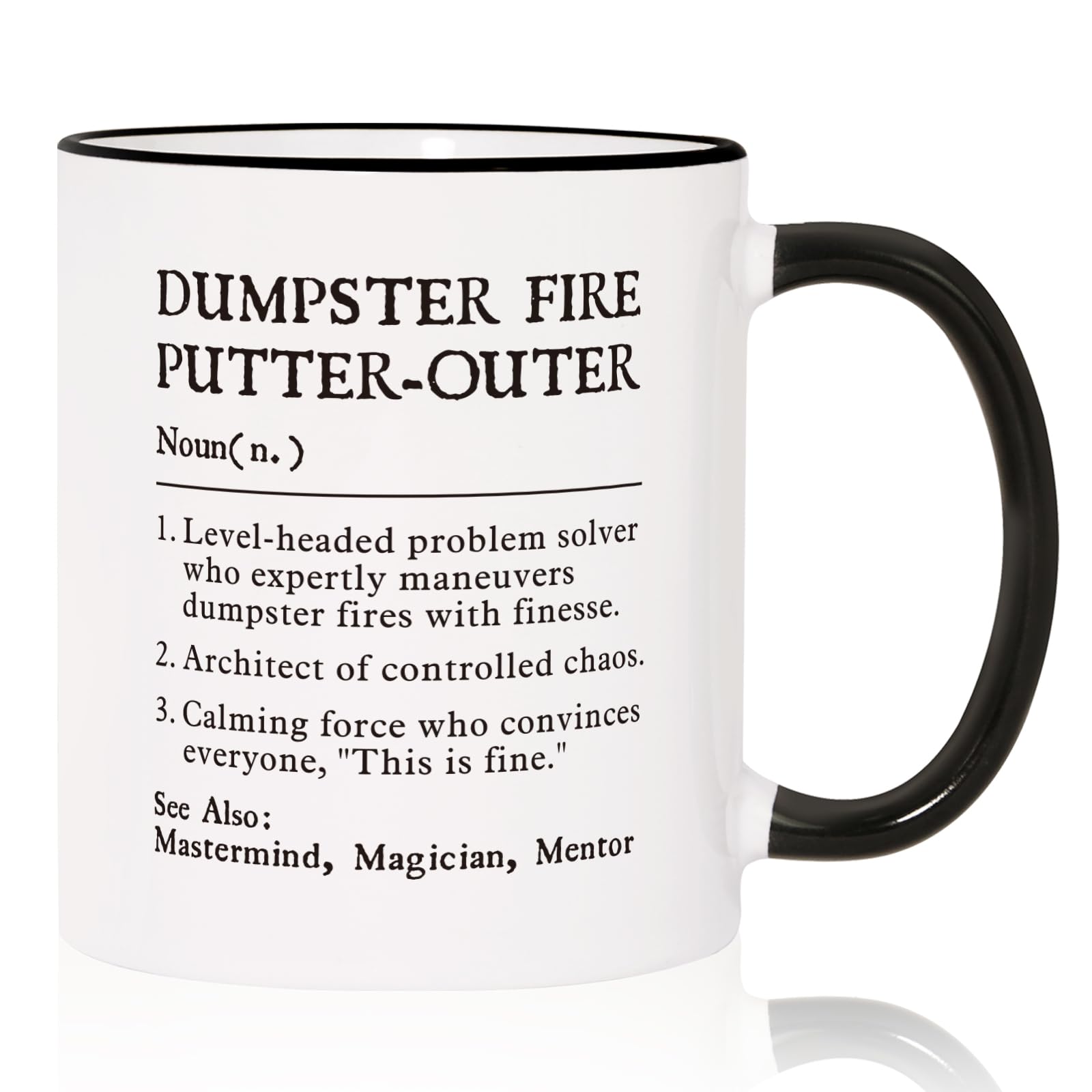 Shqiueos Funny Boss Gifts Coffee Mug 11oz  Dumpster Fire PutterOuter