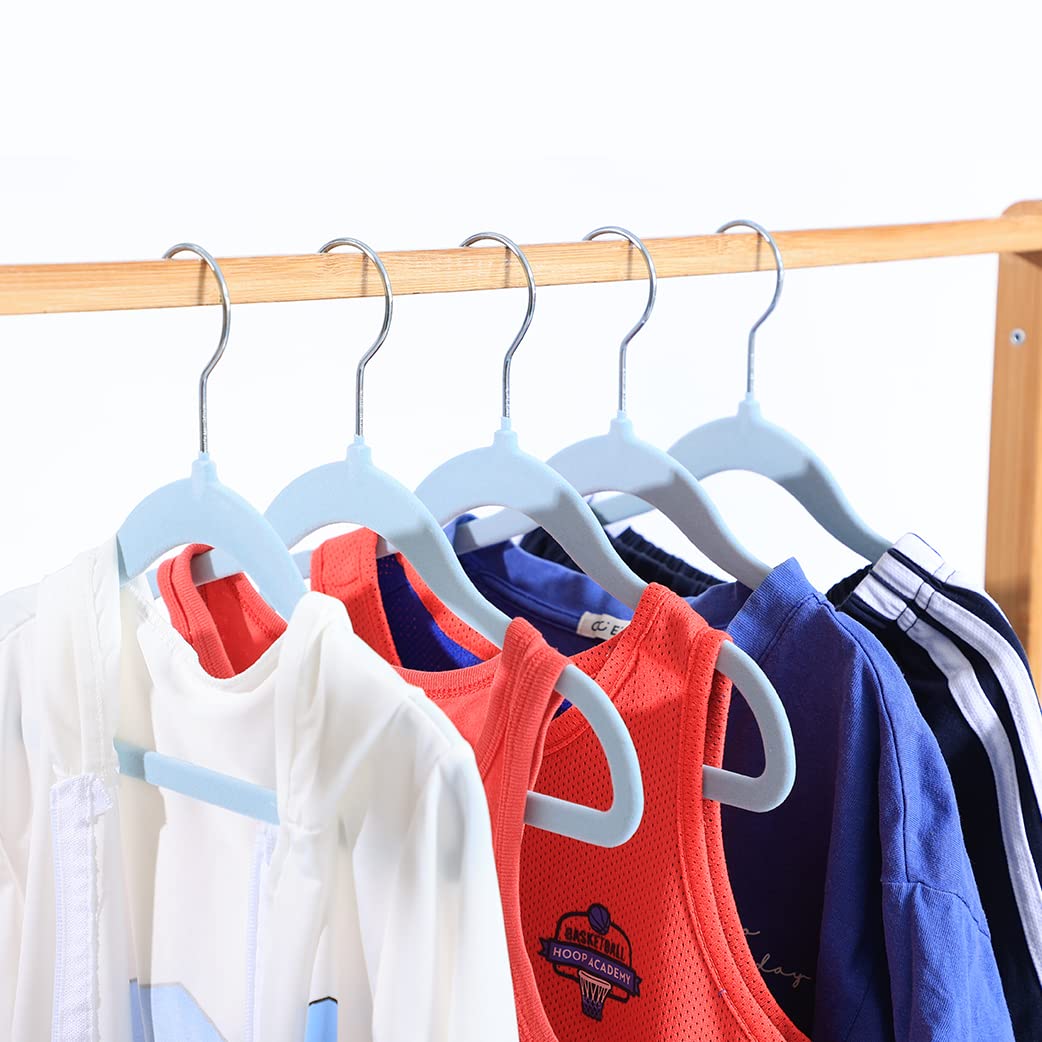 Veeyidd Kids Velvet Clothes Hangers, Non Slip Baby Hangers Blue(11.6'' Inch - 40 Pack)