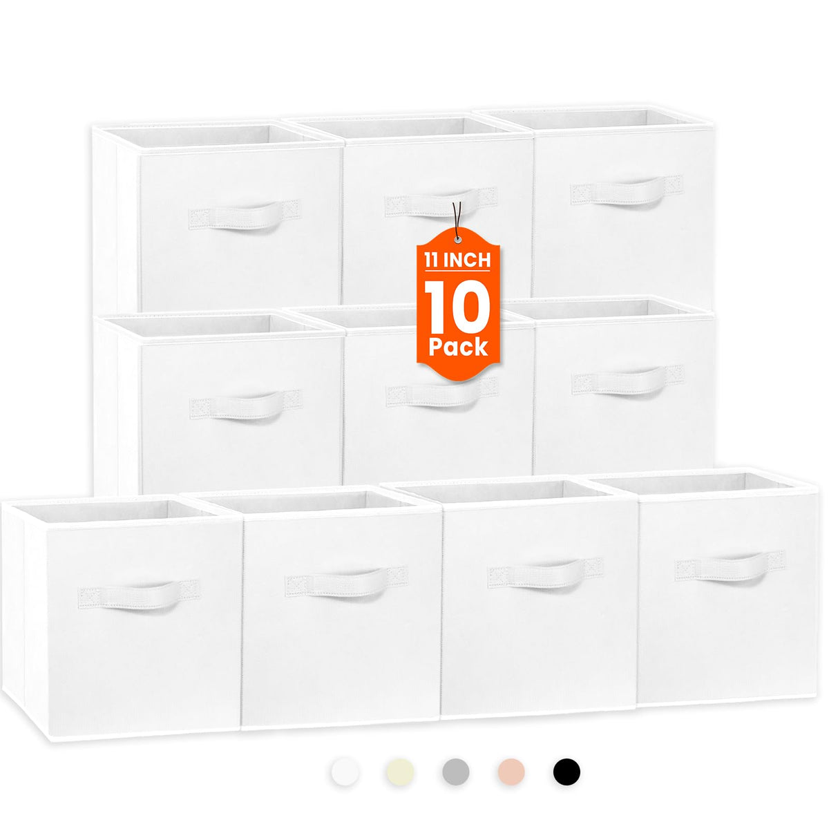 Criusia Storage Cubes, 11 Inch Cube Storage Bins For Shelves Closet Nursery Bedroom - 10 Pack Collapsible Storage Baskets With H