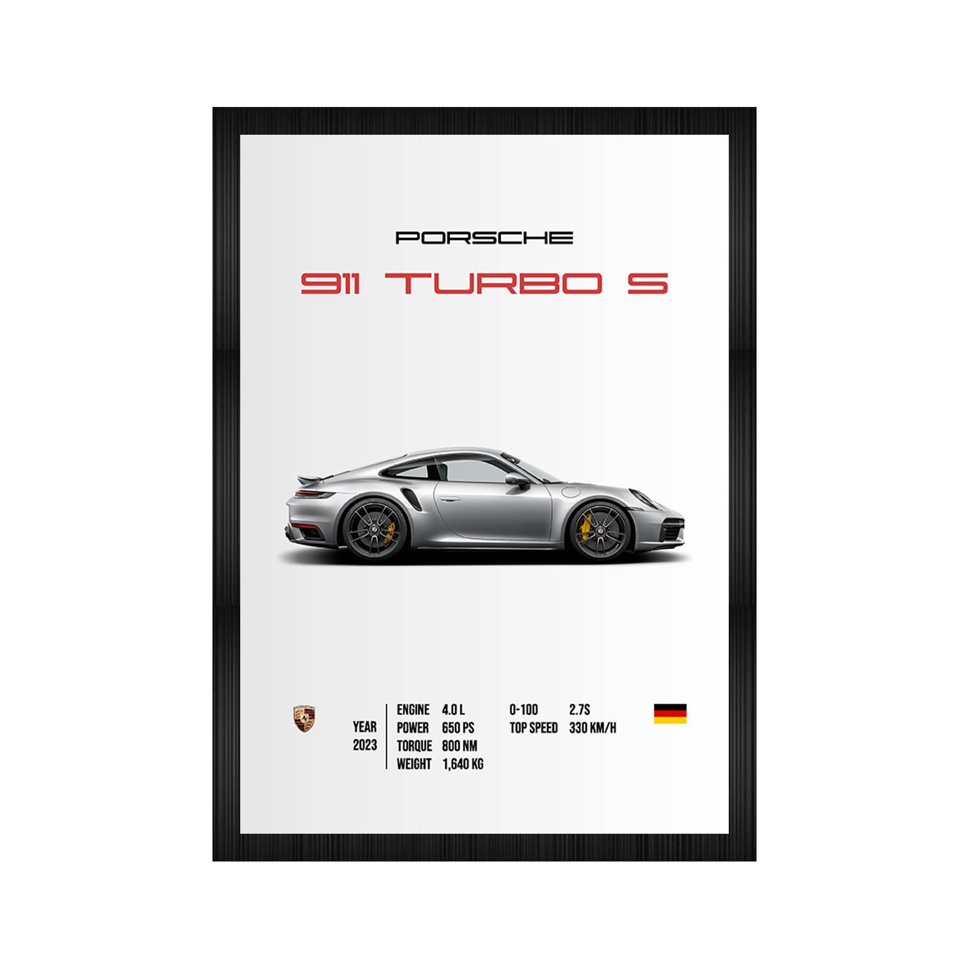 Codersparadise Porsche 911 Turbo S Wall Poster Frames | Aesthetic A4 Poster Frames For Home, Living Room, Bedroom And Office | W