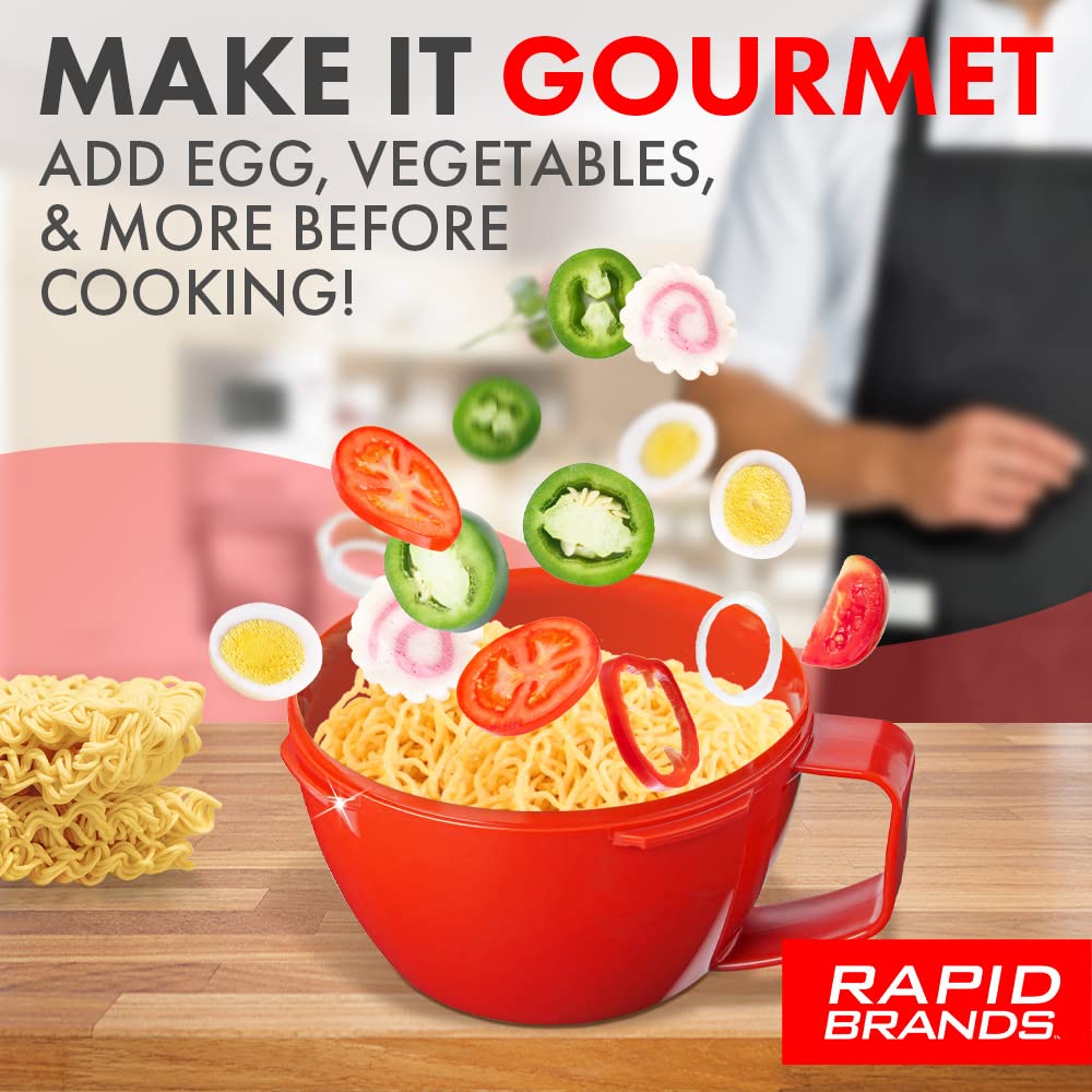 Rapid Plastic Noodle/Soup Bowl | Microwave Soup & Noodles in Minutes | Perfect for Dorm, Small Kitchen, or Office | Dishwasher-S
