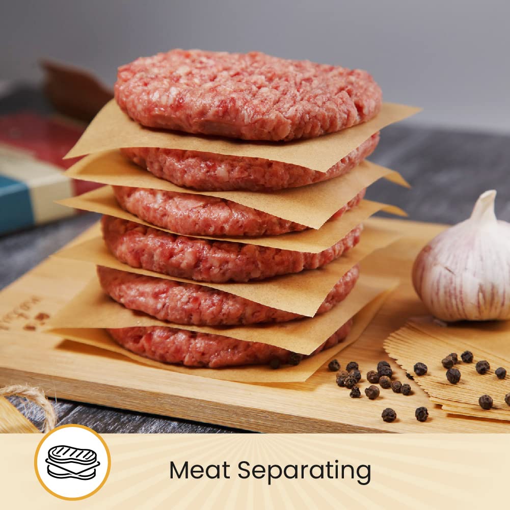 Hamburger Patty Paper Squares 5''X5'', 300Pcs Parchment Paper Sheets | Silicone Coated & Unbleached - Pastry Paper Ideal For Bak