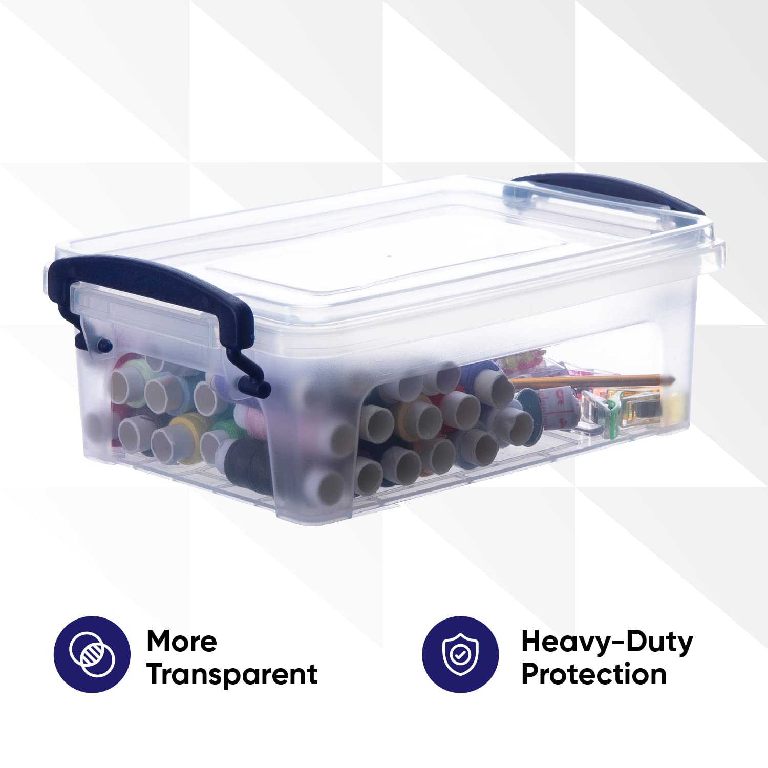 Superio Clear Storage Bins With Lids, Stackable Storage Box With Latches And Handles, Extra Small, 4 Pack 1.75 Quart