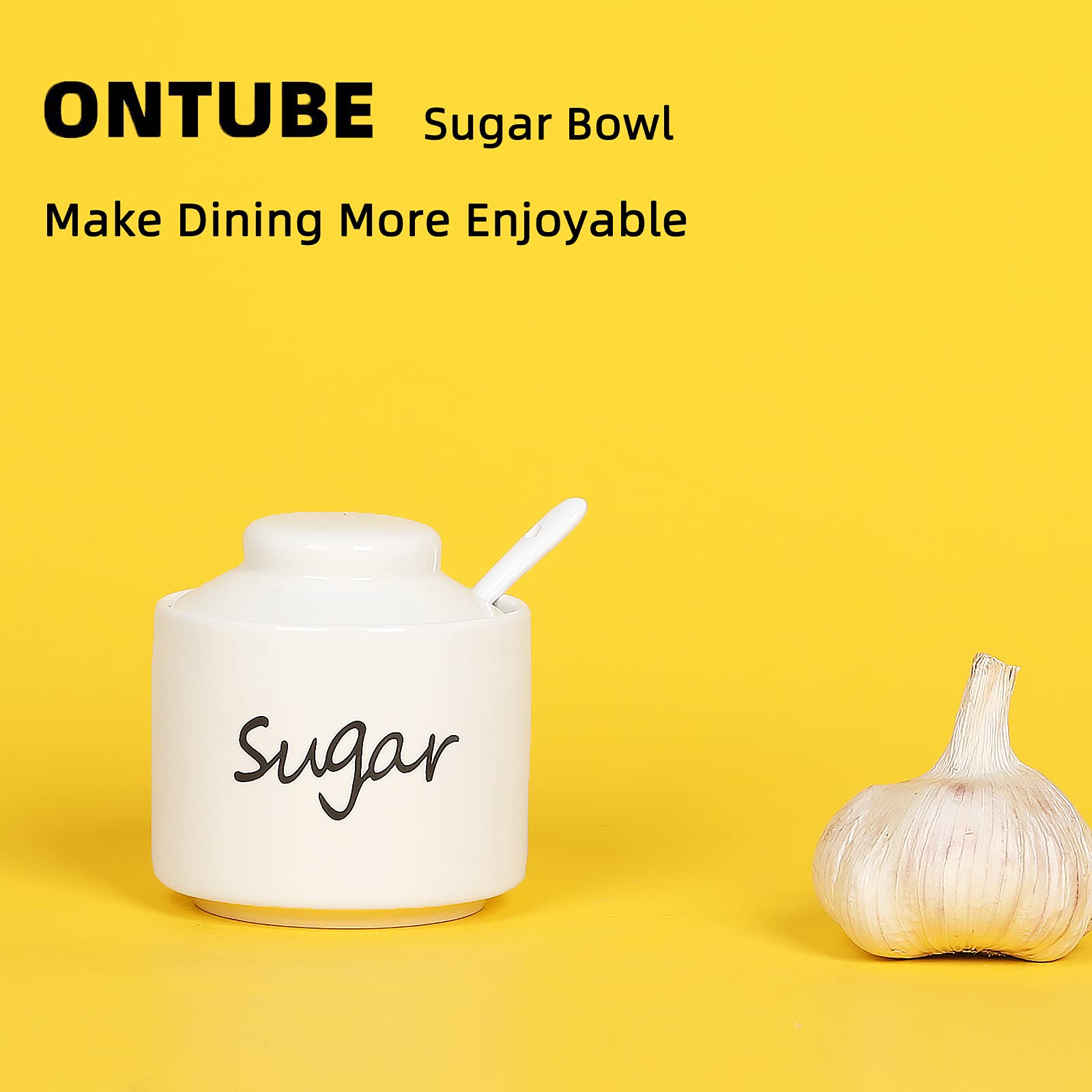 Ontube Porcelain Sugar Bowl And Creamer Set Of 3,White