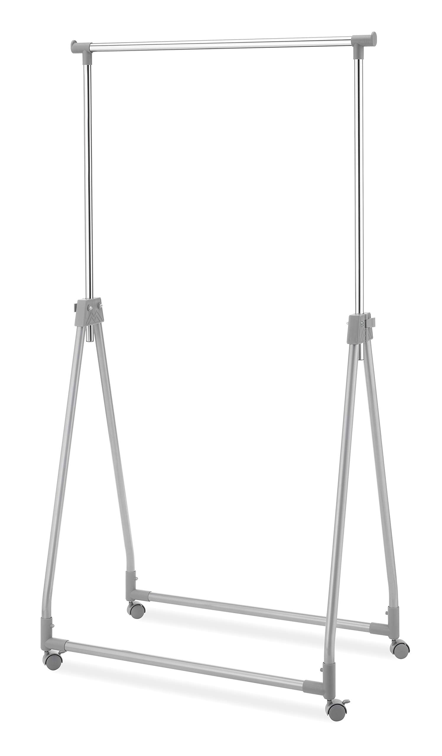 Whitmor Foldable Garment Rack - Rolling Clothes Hanger - Adjustable Height,Silver