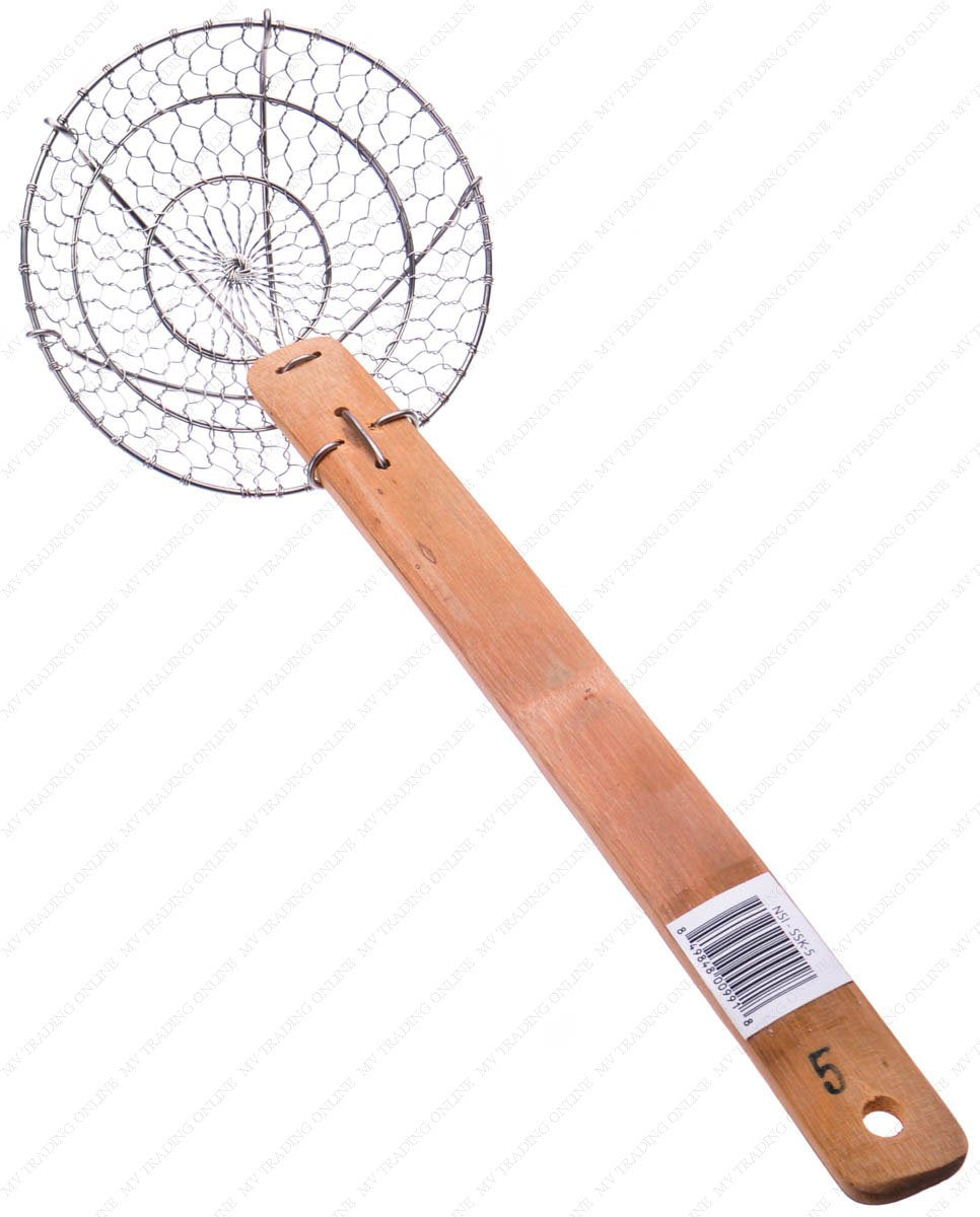 M.V. Trading Ssk4 Stainless Steel Asian Spider Skimmer Strainer With Bamboo Handle, 4-Inches