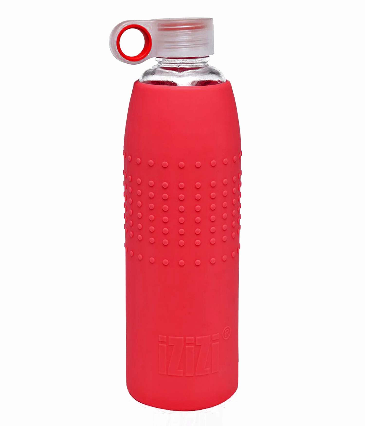 Izizi Glass Bottle For Water With Protective Silicone Sleeve : Red. Glass Water Bottle 1000Ml, Water Bottle For Office