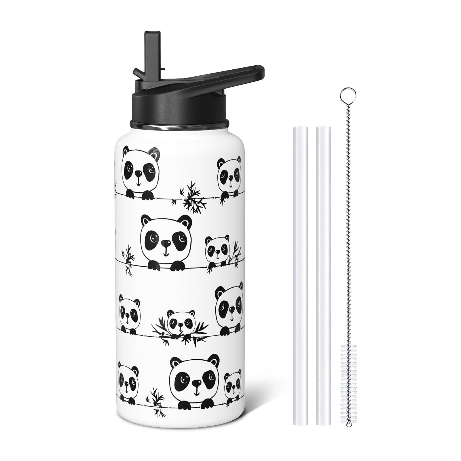 Sabobo Cute Panda Bear Gifts 32oz Sport Water Bottles for Women Men