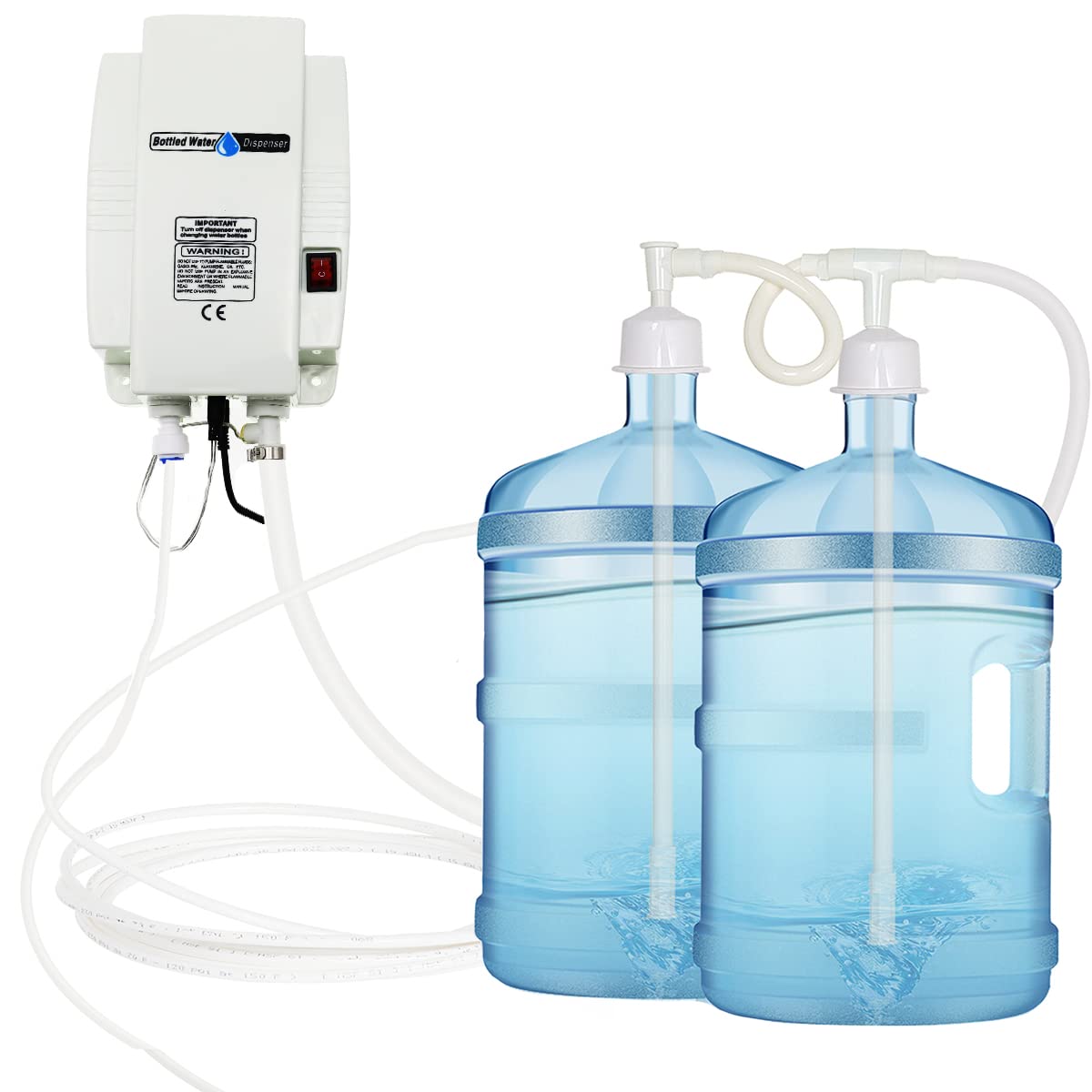 Flowfluid Bottled Drinking Water Pump System Double-Tube Power 25W, Bottled Water Dispensing 2.5L Flow Electric Water Pump For 5