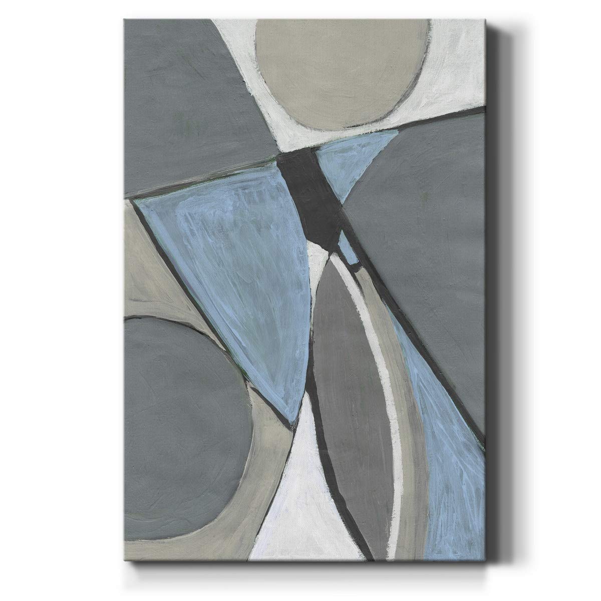 Renditions Gallery Canvas Abstract Wall Art Modern Paintings Decorations Blue Grey Soft Jewel Geometric Canvas Wall Hanging Artw
