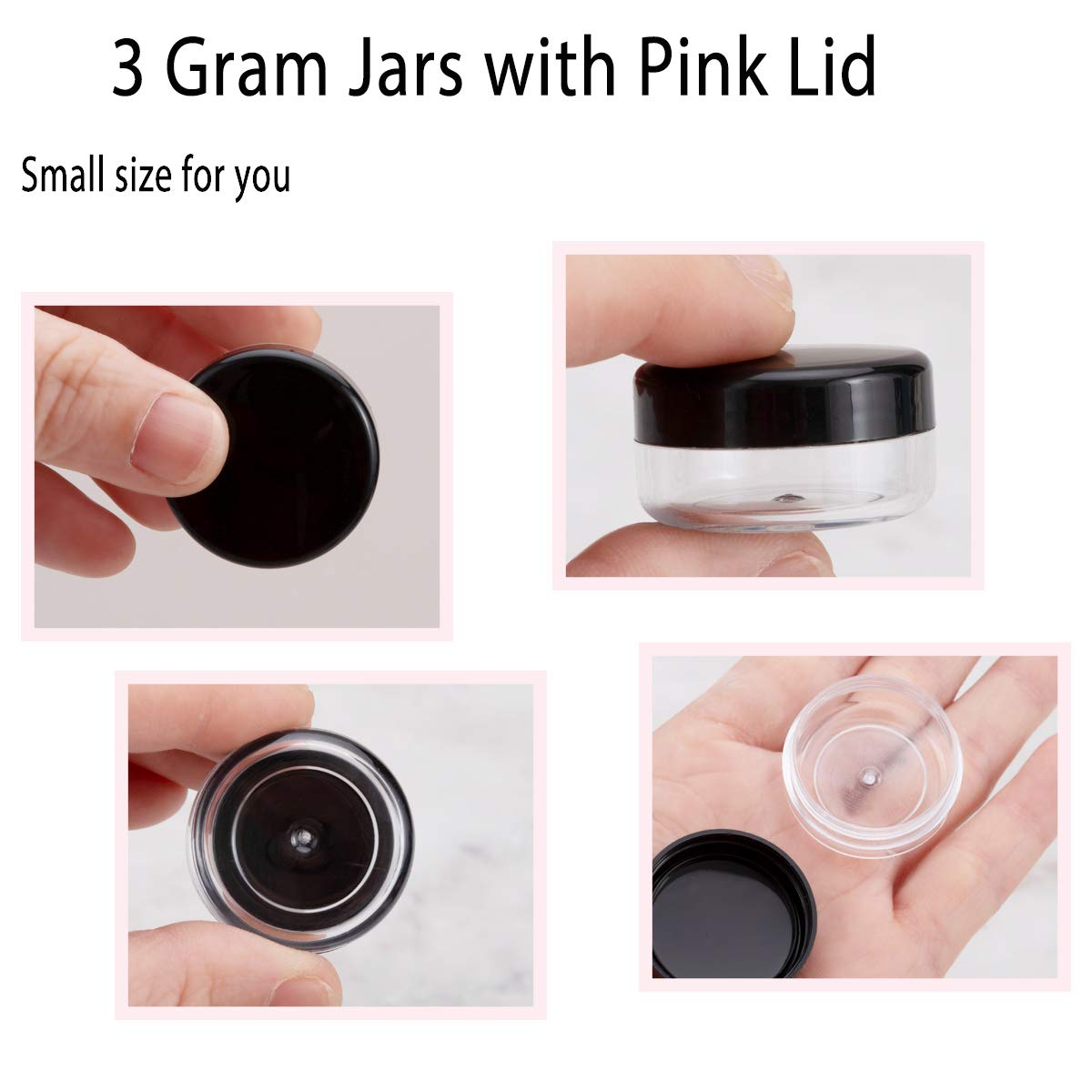 3 Gram Sample Containers With Lids, 25 Pack Mini Cosmetic Containers, Bpa Free Black Sample Jars For Makeup, Lotion, Eye Shadow,