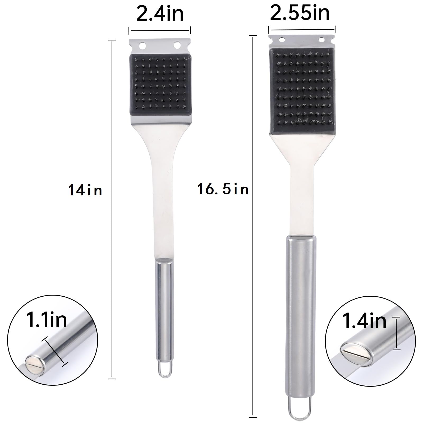 2 Pack Grill Brush And Scraper, 16.5    & 14    Wire Bbq Grill Brush For Outdoor Grill, 304 Stainless Steel Cleaning Brush Bbq G