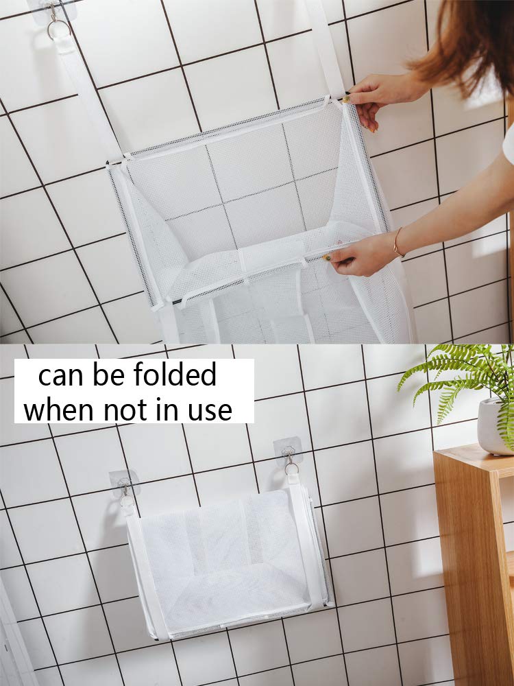 Alyer Wall Hanging Mesh Laundry Hamper,Poolside Toy Storage Baskets With Big Metal Rim Opening,Hardware Included (Black)