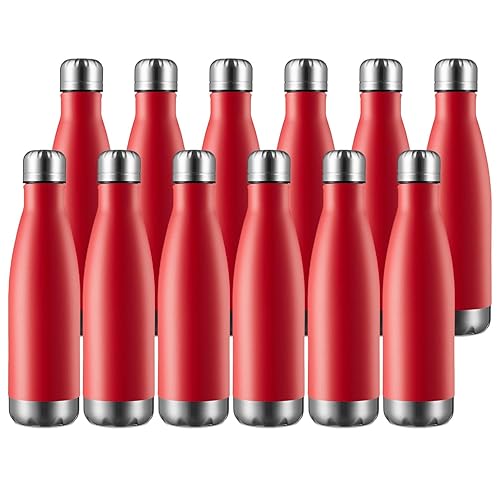 Meway 17Oz Sport Water Bottle 12 Pack Vacuum Insulated Stainless Steel Sport Water Bottle Leak-Proof Double Wall Cola Shape Wate