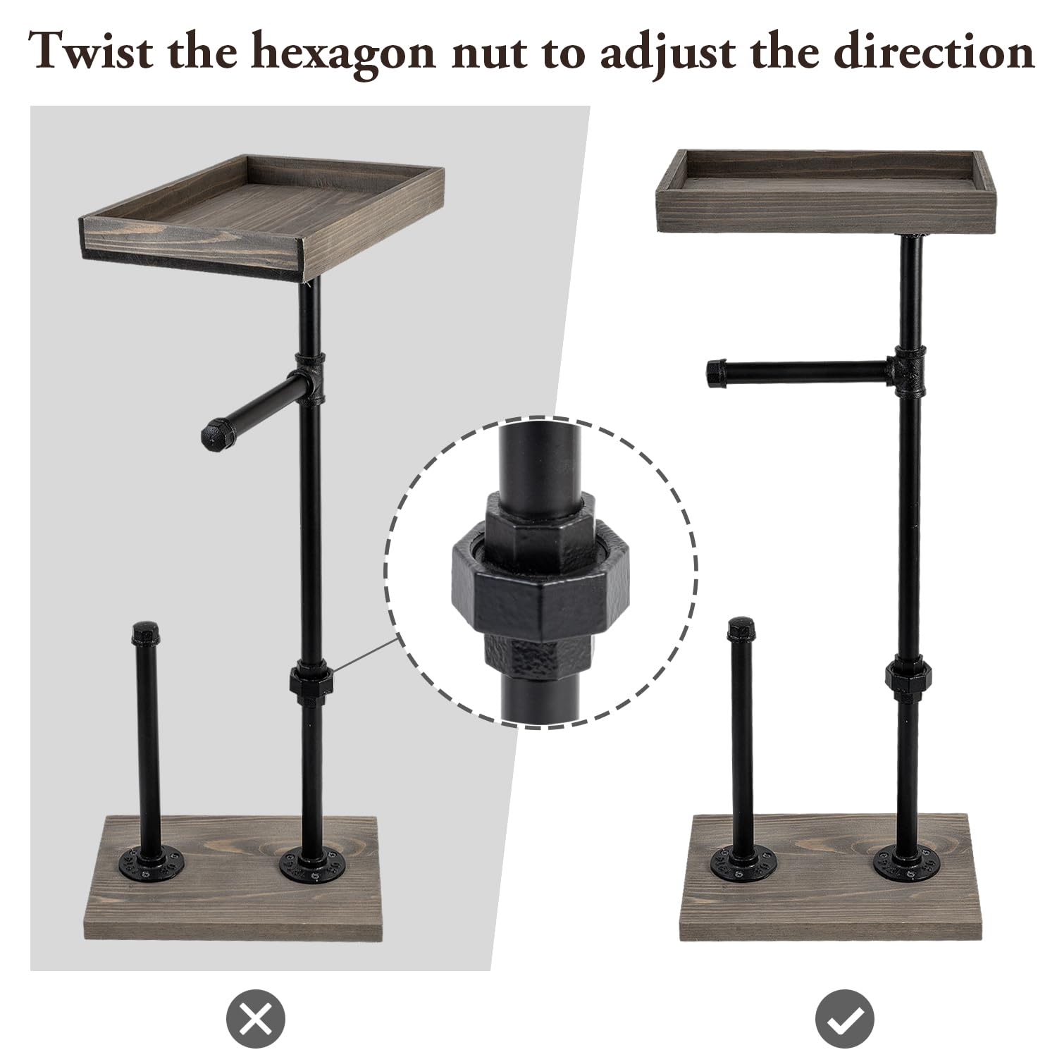 Mygift Vintage Gray Wood And Industrial Metal Pipe Freestanding Toilet Paper Roll Holder Dispenser Stand With Reserve Storage An