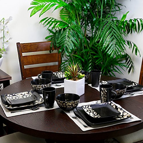Elama ELM-SAVANNAH-BNDL18-AD Savannah 16 Piece Stoneware Dinnerware Set, 16pc