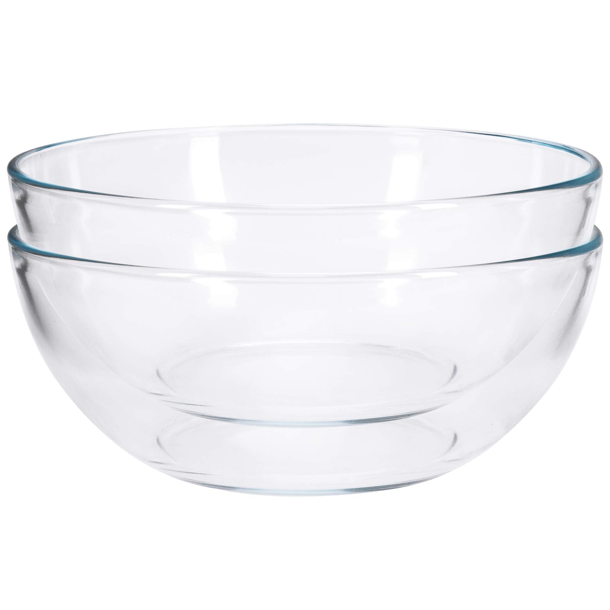 Foyo 8-Inch Round Tempered Glass Bowl For Mixing Salad Or Cereal, Set Of 2