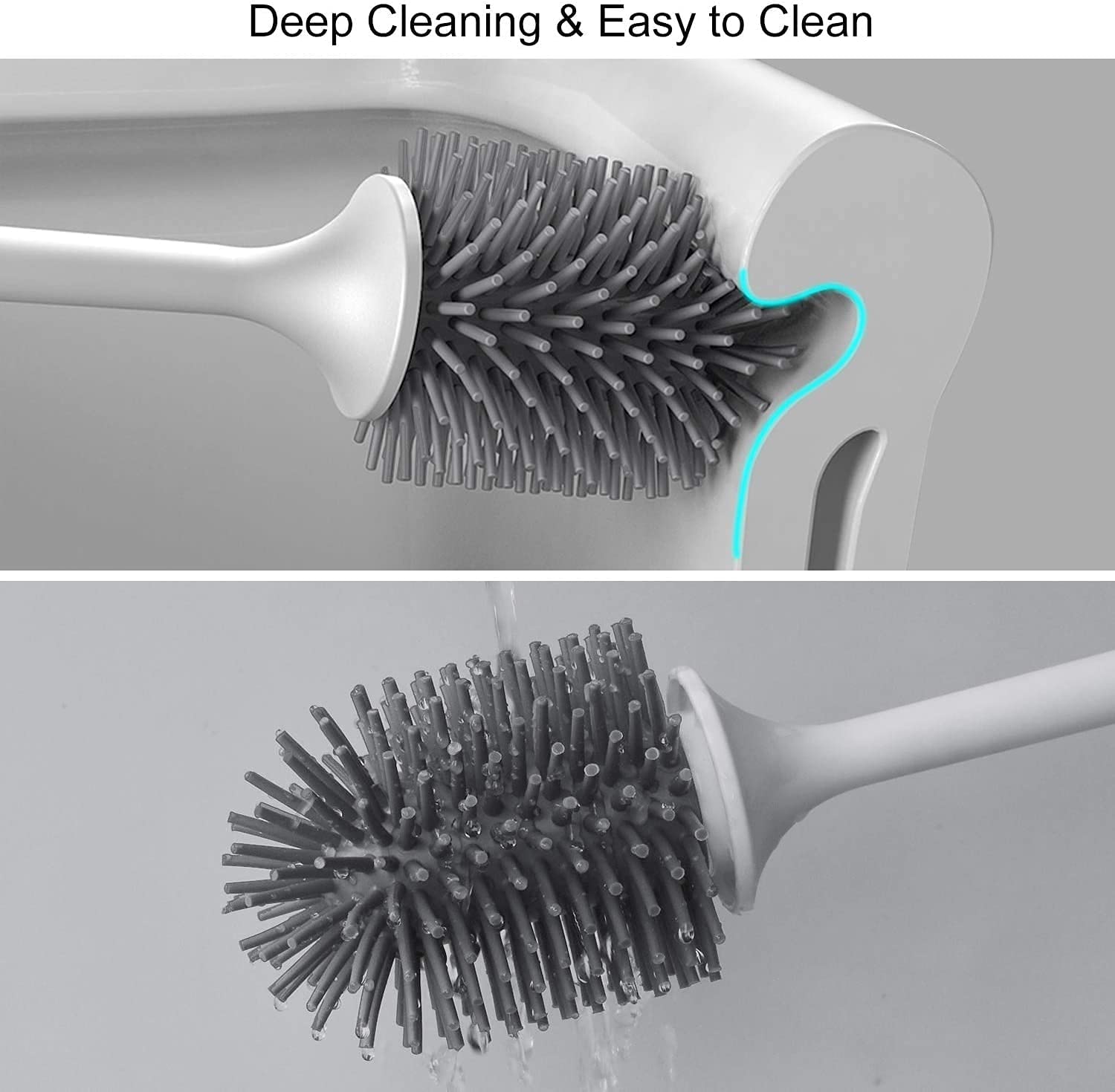 Lefree 2 Pack Silicone Toilet Brush,Rubber Toilet Bowl Brush And Holder Set With Ventilated Holder, Toilet Cleaner Brush For Bat