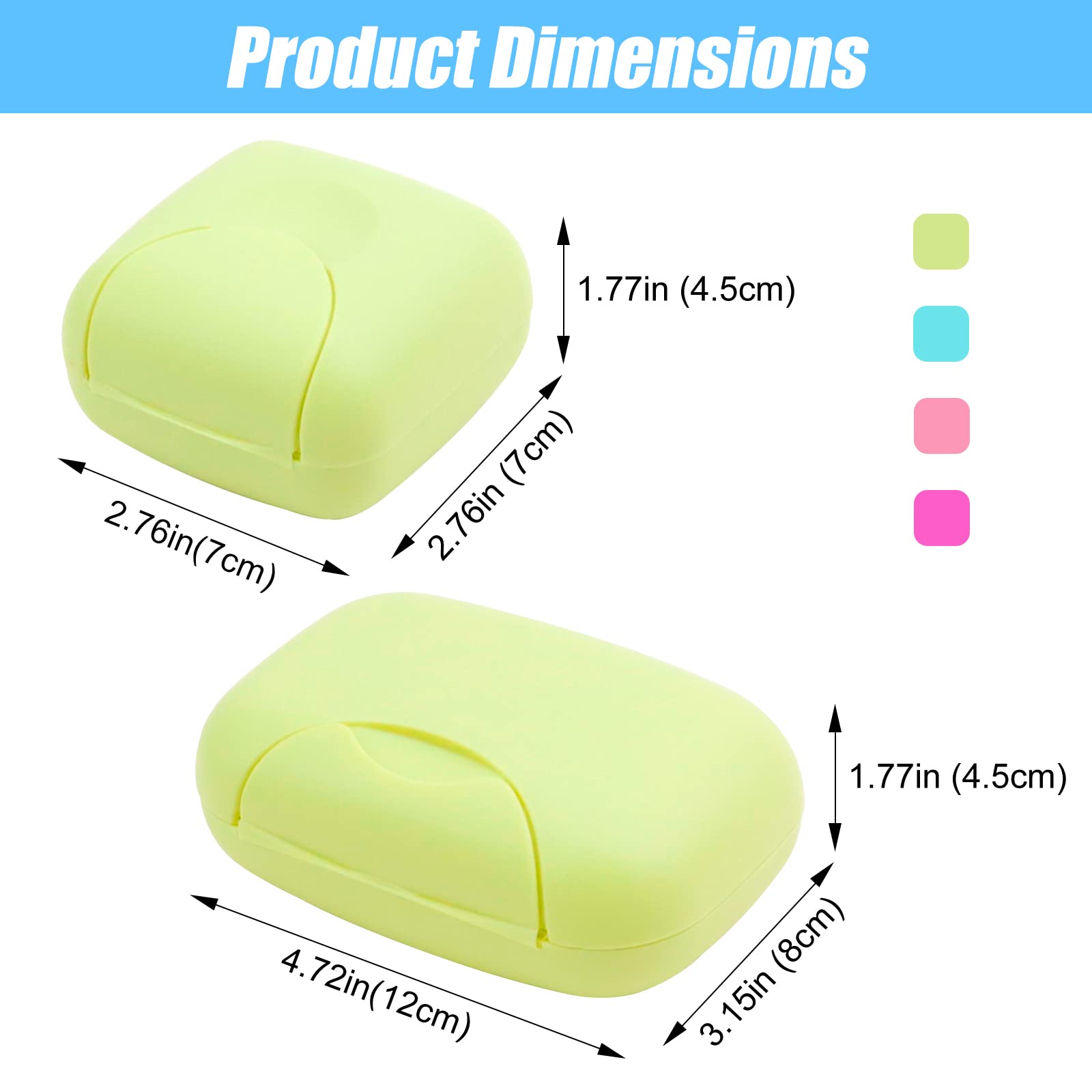 Reton 4 Pcs Travel Soap Container, Portable Soap Holder Dish, Plastic Shampoo Bar Box Case For Bathroom, Shower, Camping, Gym, O