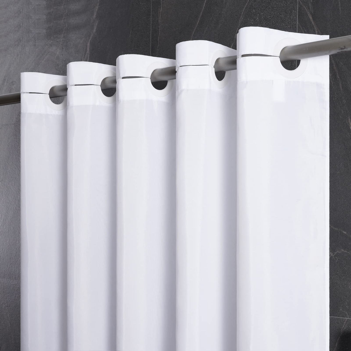 Furlinic No Hook Extra Long Shower Curtain 84 Length,Polyester Fabric Bathroom Curtains With 10 Plastic Split Grommets,Modern Ho