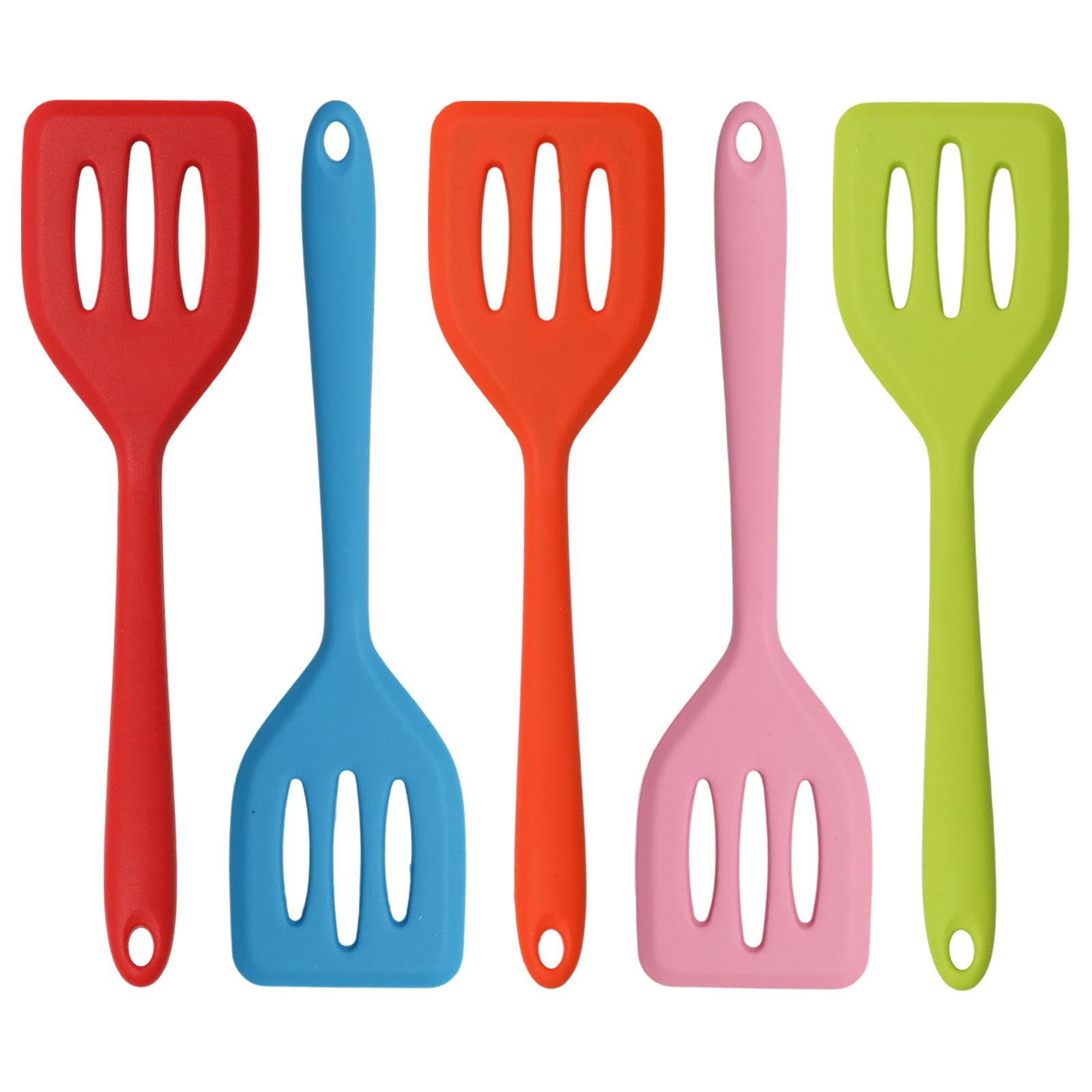 PINE & LINEN 5Pcs Small Silicone Spatulas (Red, Blue, Green, Orange, Pink)
