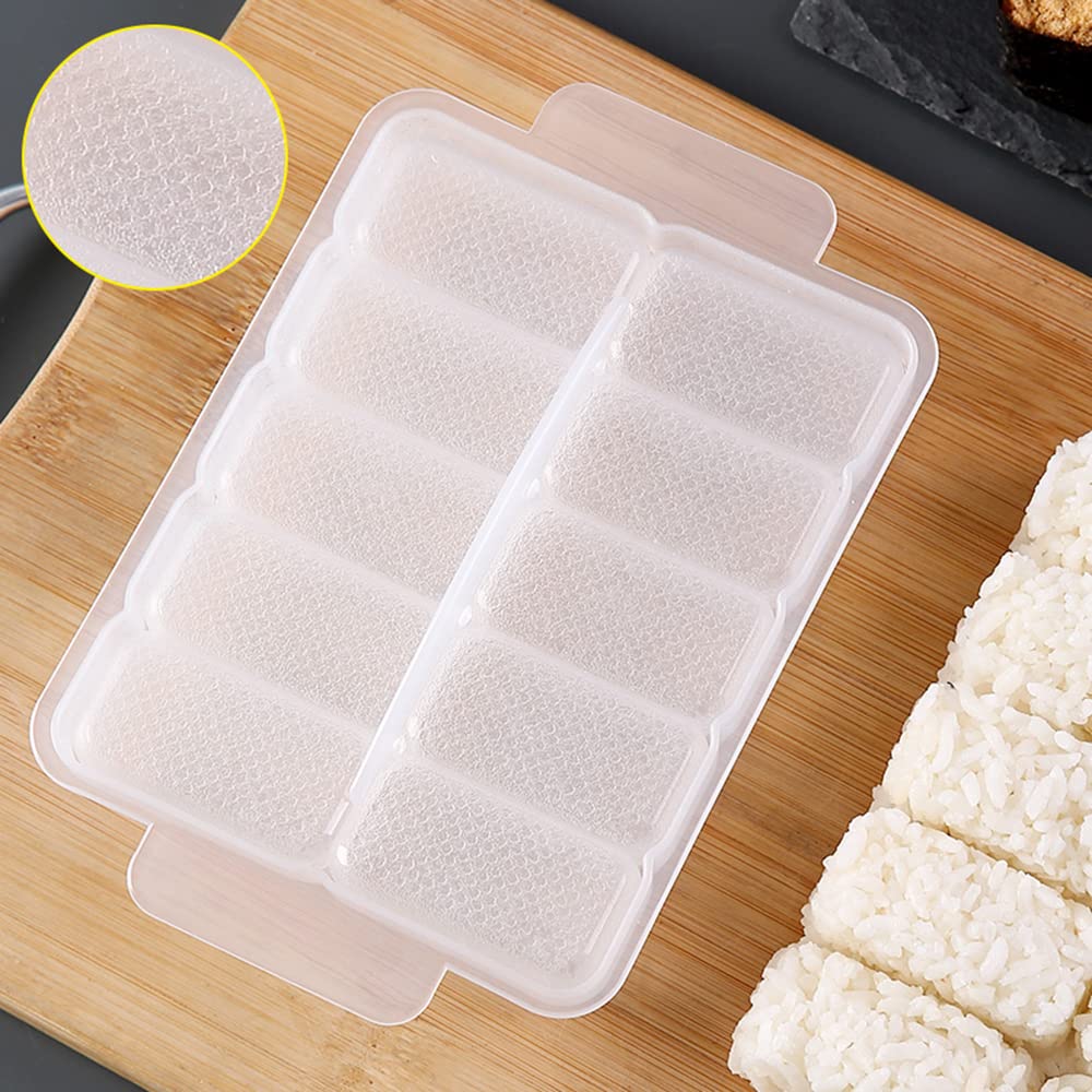 Ayccnh 10 In 1 Mini Japanese Onigiri Sushi Mold, Nigiri Bento Rice Ball Mold Rectangular Sushi Maker