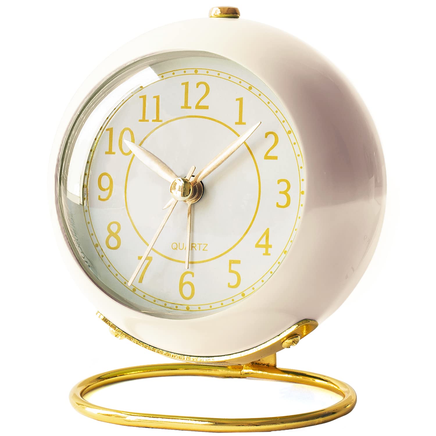 AYRELY Battery Operated Desk Alarm Clocks with Light,Retro Silent No Ticking Analog Small Clock,Loud Table Clock for Bedside/Bed