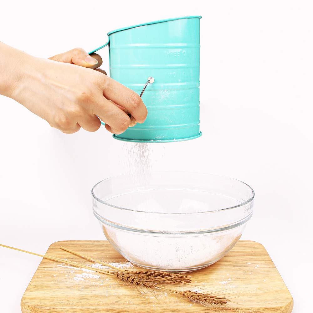 Webake Flour Sifter 3 Cup Stainless Steel Baking Sifter With Rotary Hand Crank