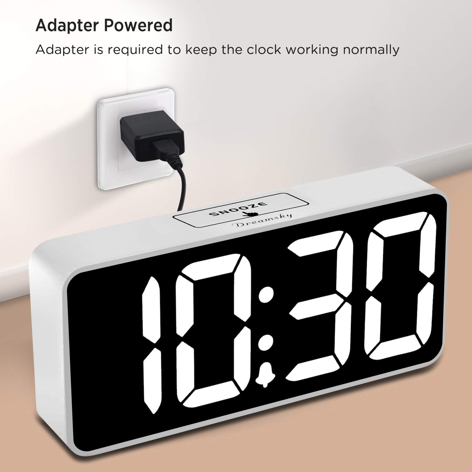DreamSky Large Digital Alarm Clock Big Numbers for Seniors & Visually Impaired  9 Inches Electric Clocks for Bedroom  Jumbo Display Fully Dimmable Brightness  USB Ports  Adjustable Alarm Volume