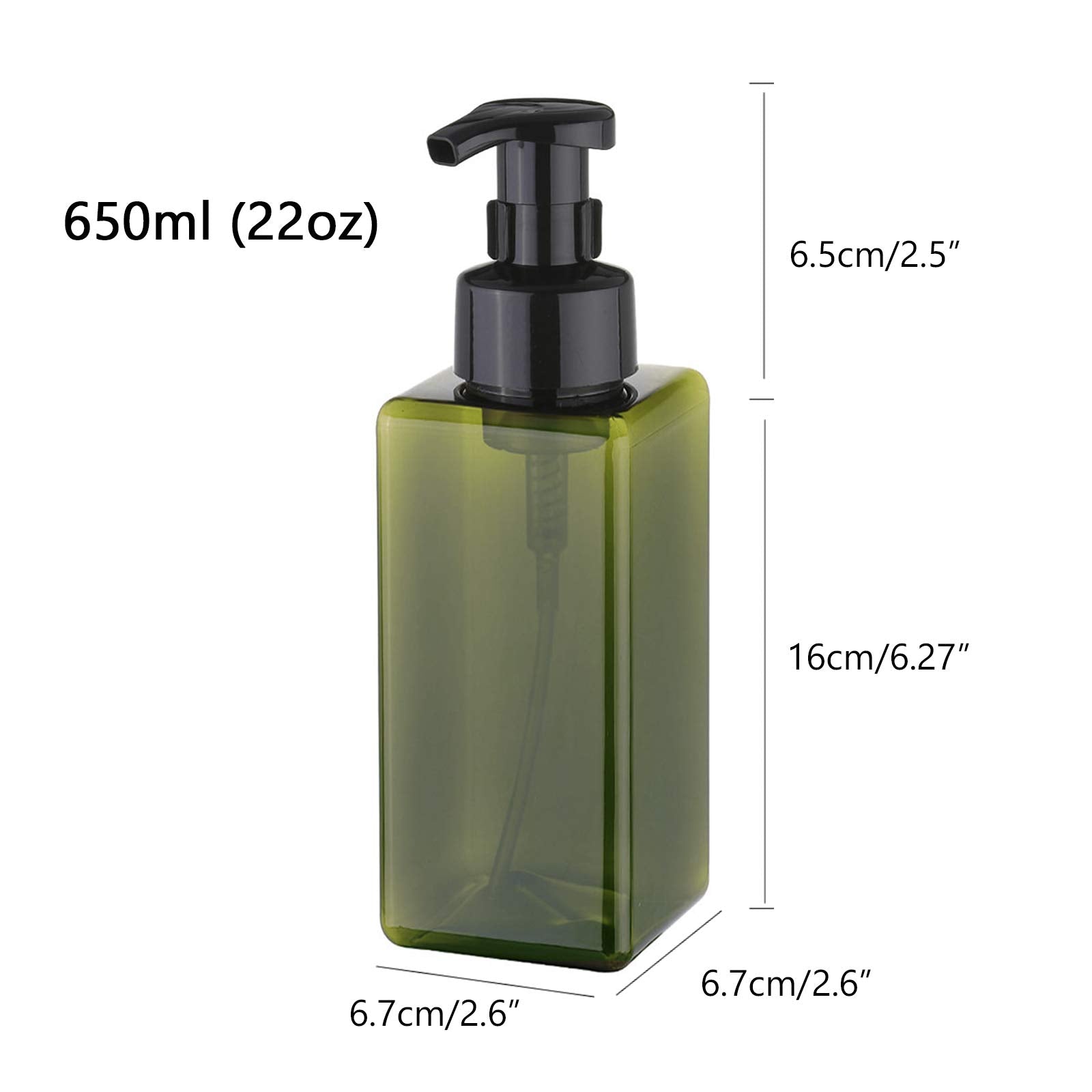 Uujoly Foaming Soap Dispenser 650Ml (22Oz) Refillable Plastic Pump Bottle For Liquid Soap, Shampoo, Body Wash (2 Pcs) (Green)
