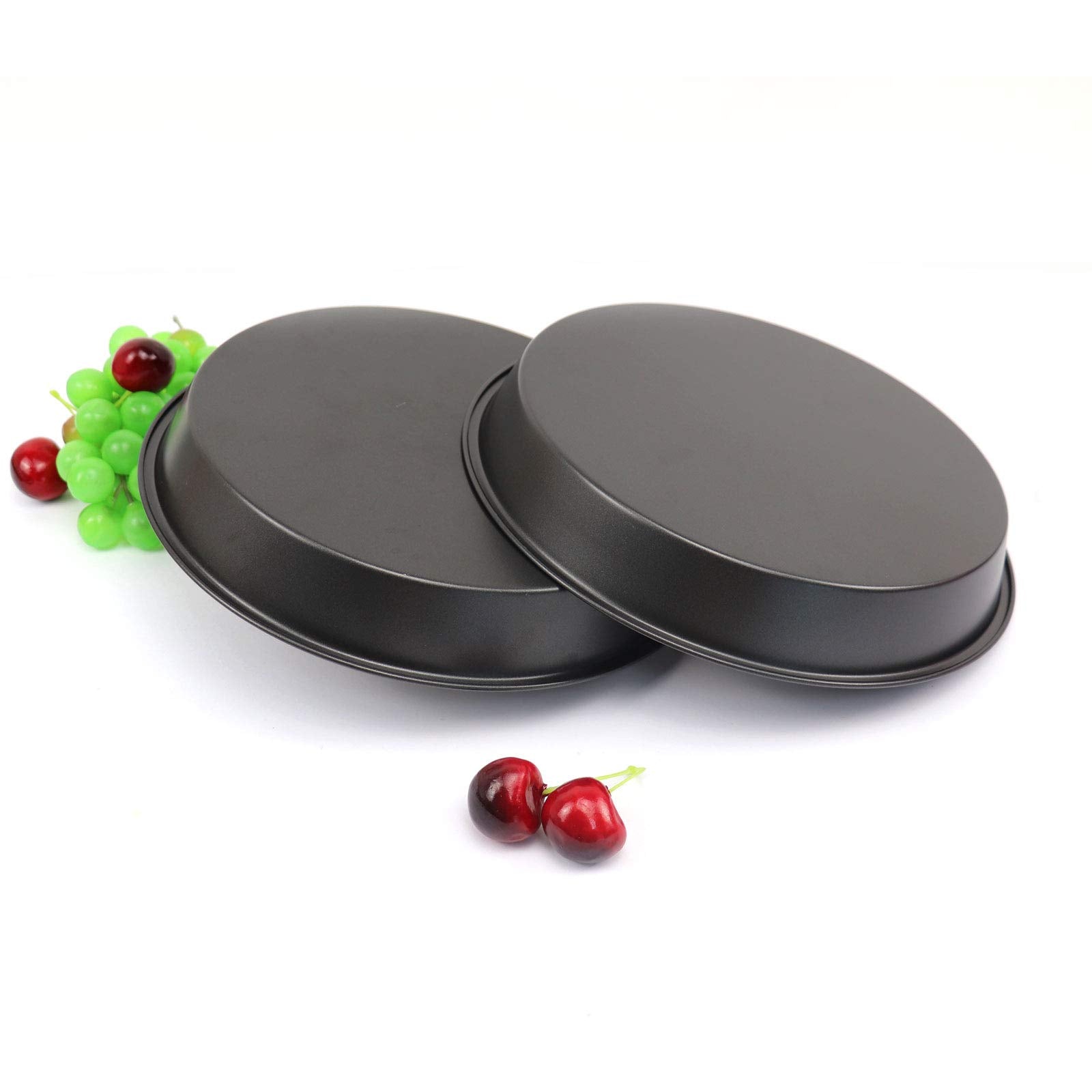 Kslong 2Pcs Metal Pizza Plate For Oven Round Bake Model Pizza Shop Diy Baking Tools Non-Stick Cake Chassis Bakeware Pans(8Inch)
