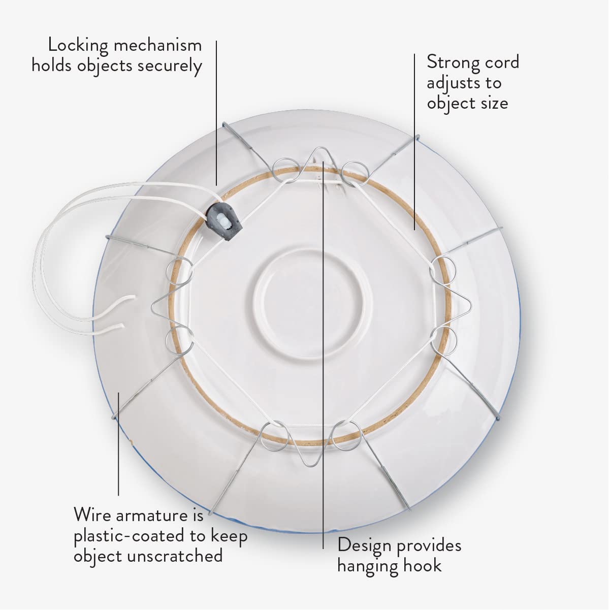 Display Buddie Extra-Large Adjustable Plate Hanger For Plates, Platters, Bowls & Oval, Square, Rectangular Objects Between 18-24