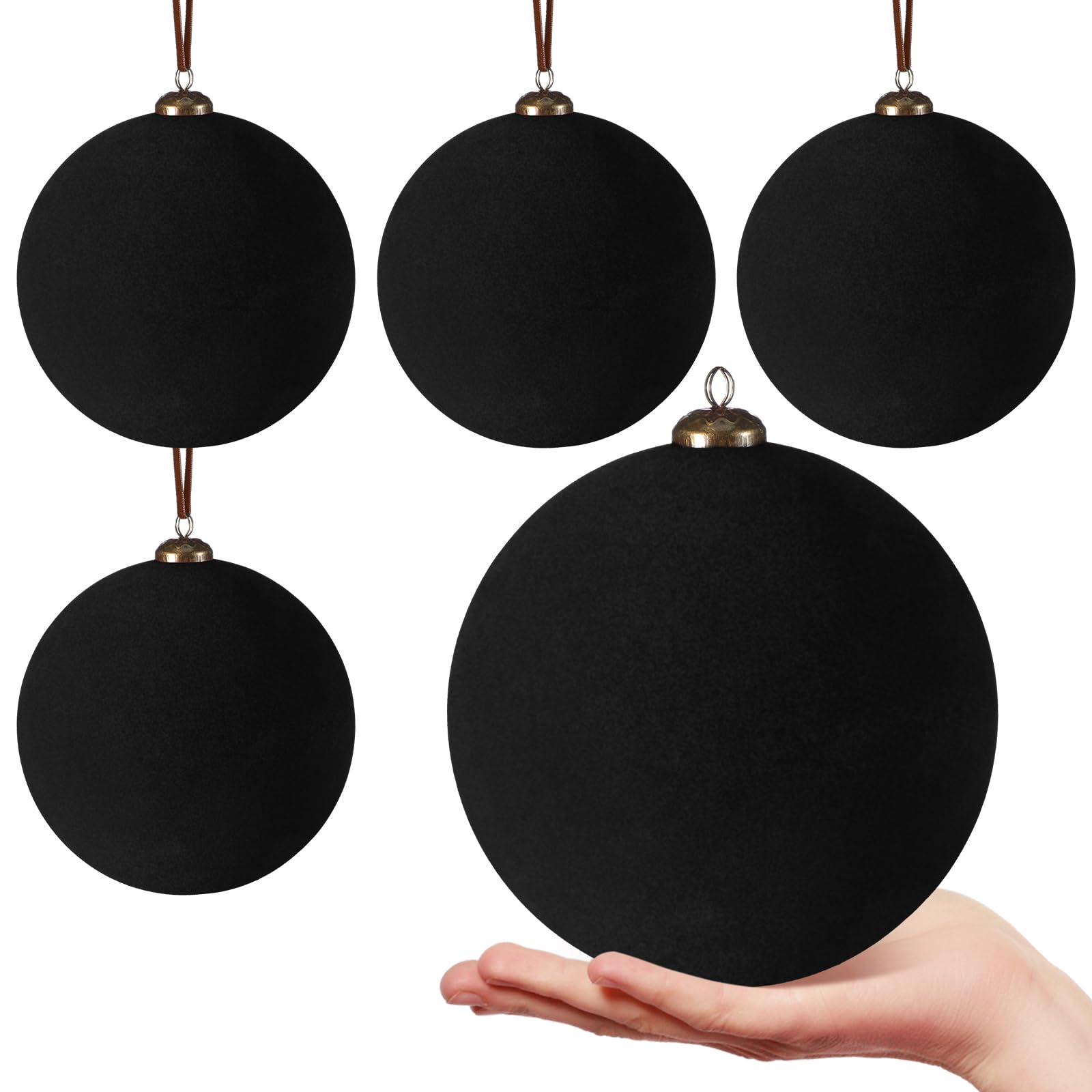 PullCrease 4 Pcs Large Velvet Christmas Balls 6 Inch Christmas Tree Decorations Xmas Ornaments Balls for Family Holiday Wedding 