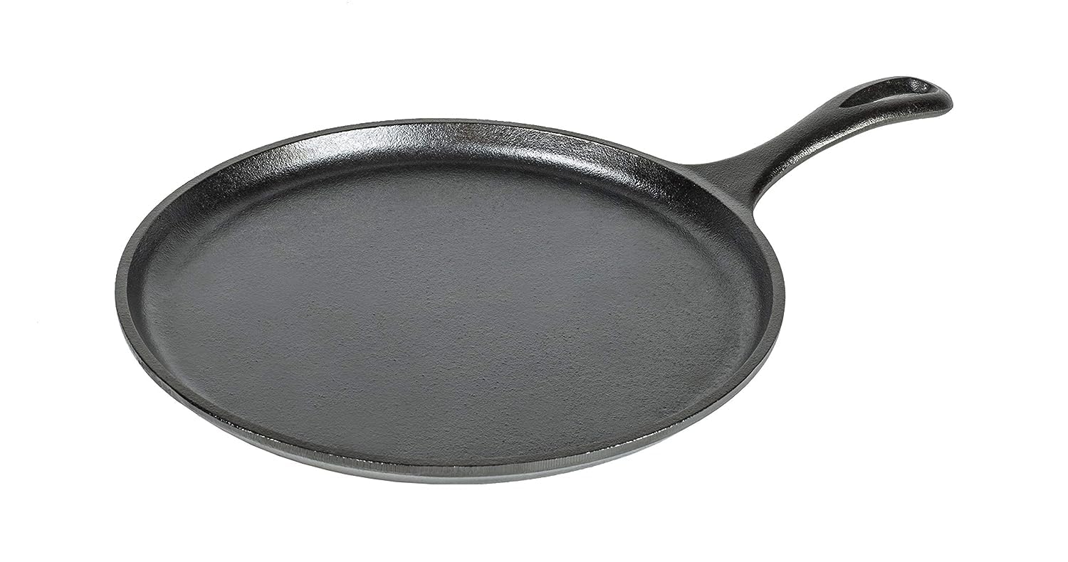 Lodge L9Og3 Cast Iron Round Griddle, Pre-Seasoned, 10.5-Inch