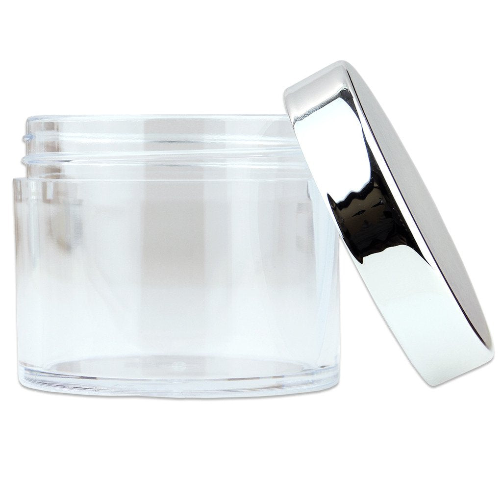 Beauticom 60 Grams/60 Ml (2 Oz) Round Clear Leak Proof Plastic Container Jars With Silver Lids For Travel Storage Makeup Cosmeti