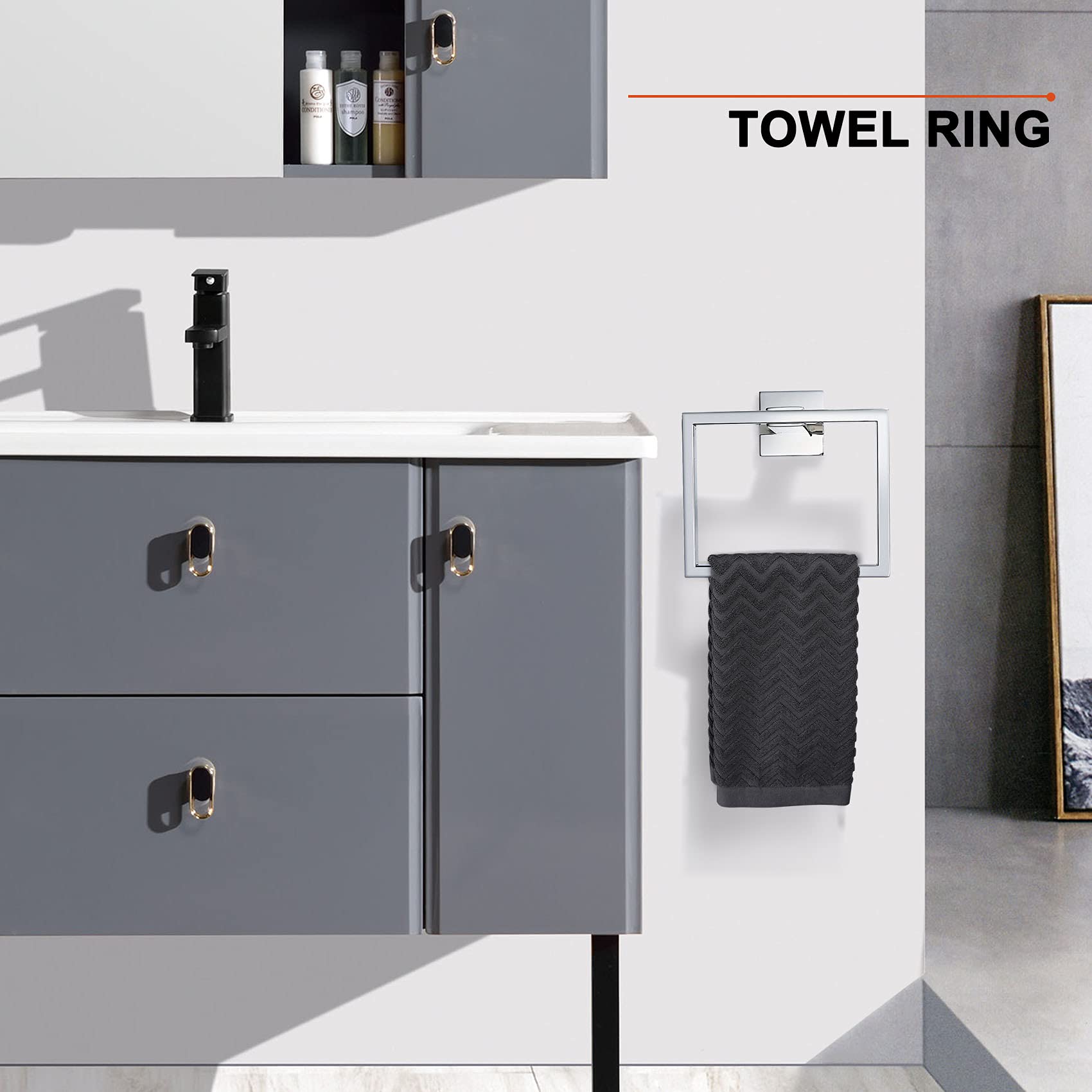 4-Piece Bathroom Hardware Set Chrome Bath Towel Bar Holder Sets Wall Mounted Stainless Steel Bathroom Accessory Kit  Polished Chrome 23.6 Inch
