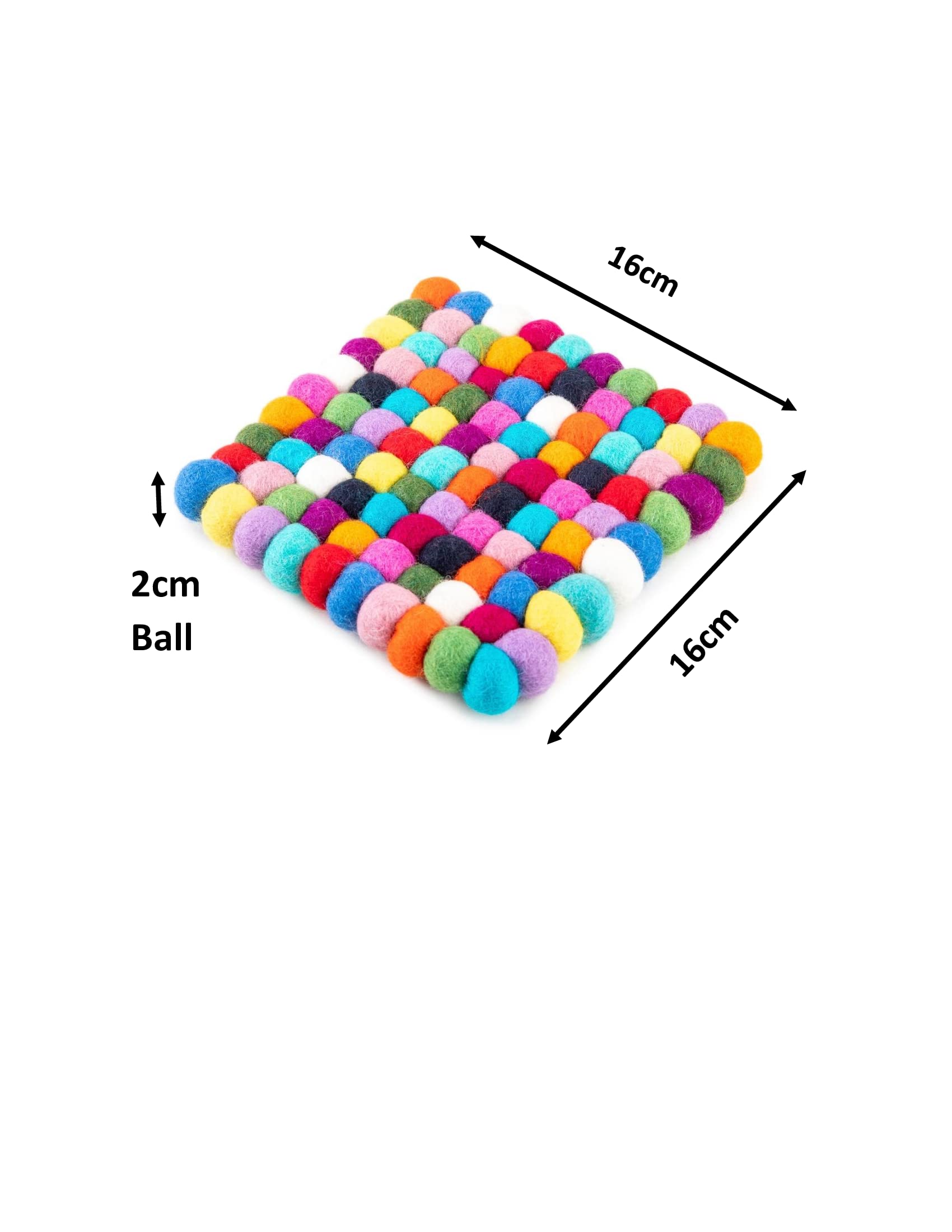 Woolygon Felt Trivet Pot Mat - Protect Your Table - Hand-Felted In Nepal, Multicolor 16Cm - Cute And Durable Heat-Resistant