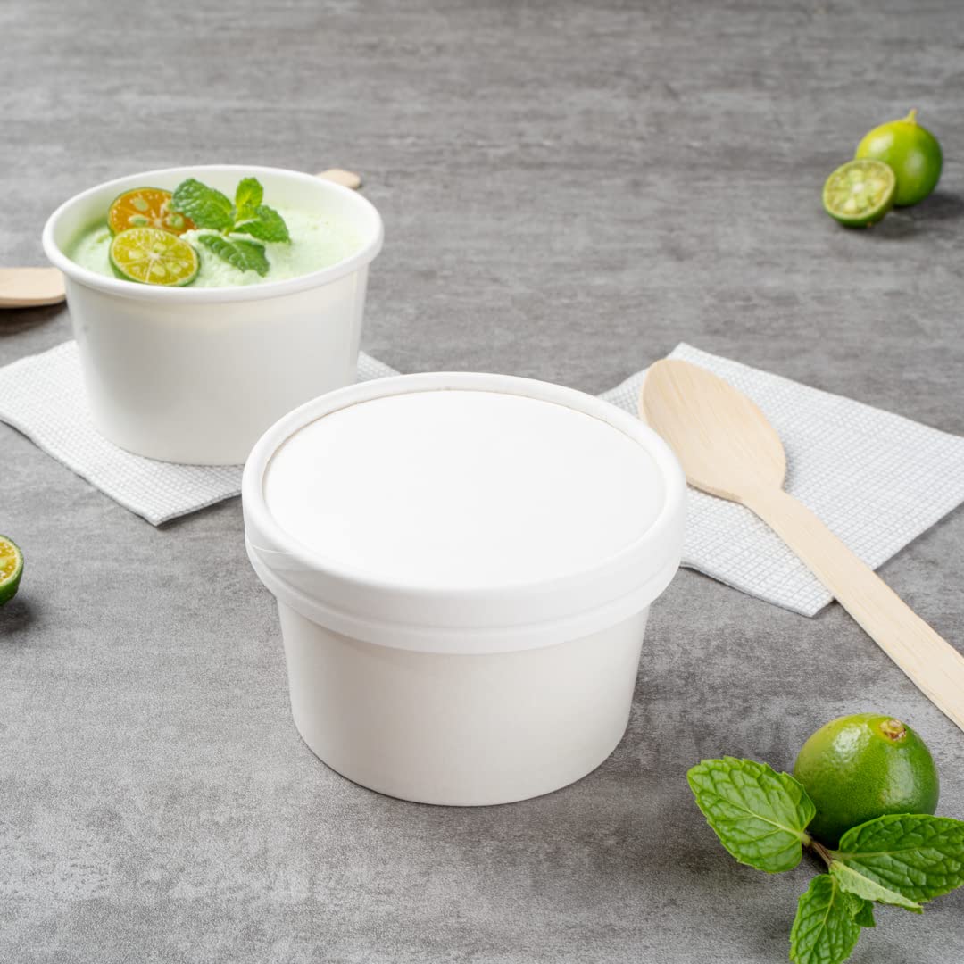 Lids Only: Coppetta Lids For 5 Ounce Ice Cream Cups, 50 No-Leak Lids For Treat Cups - Cups Sold Separately, For Hot And Cold Foo