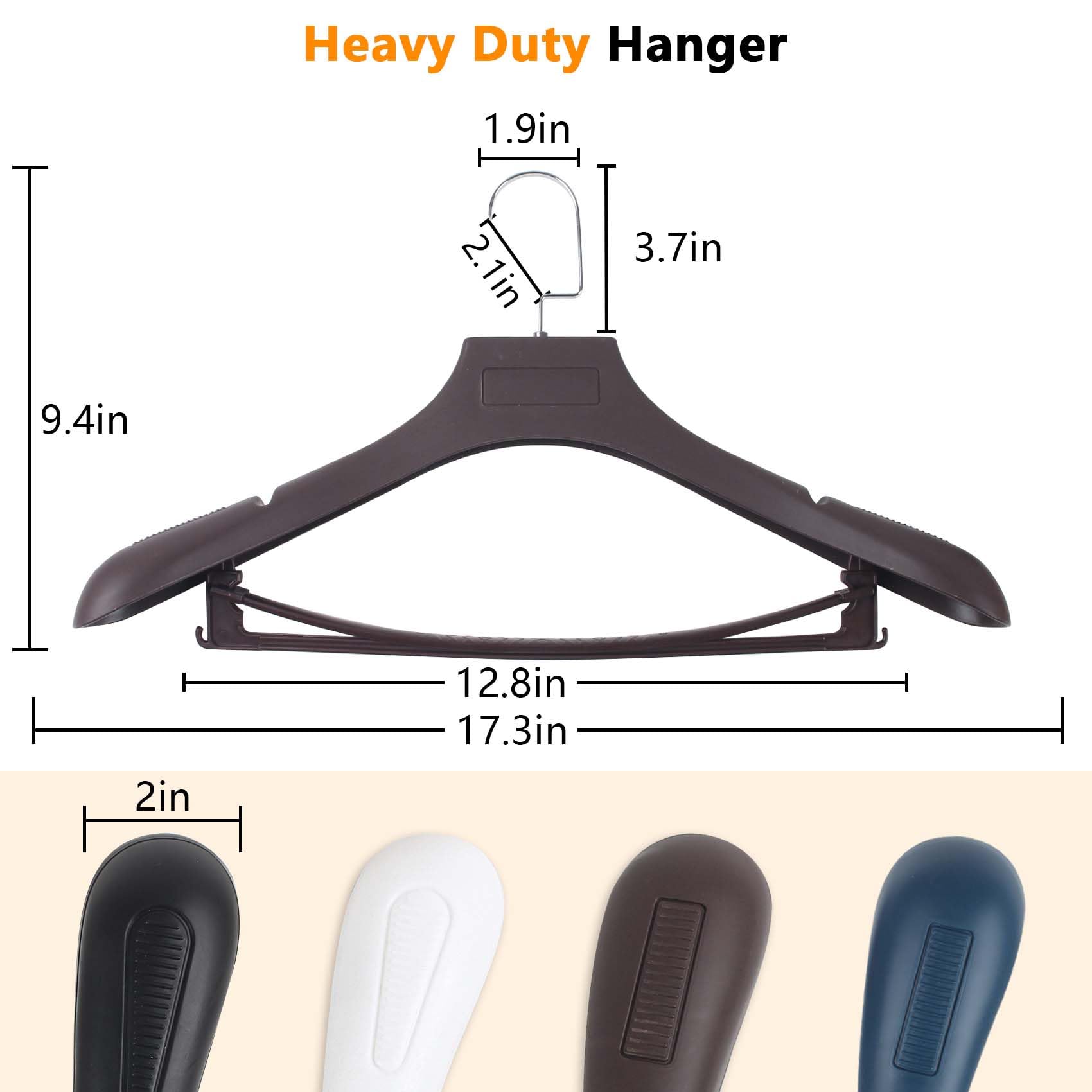 Suit Hangers For Men 6 Pack, Extra Wide Hangers Non Slip Width 17.7'', Brown Coat Hangers Thick Plastic With Pants Bar 360 Swive