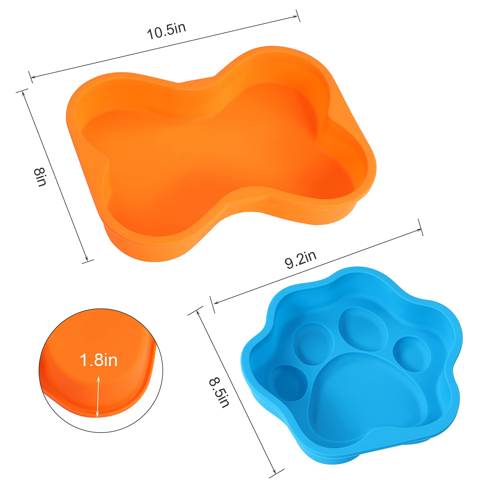 Wooyaya 2Pcs Silicone Dog Birthday Cake Pans, Bone Shape, 8 Inch